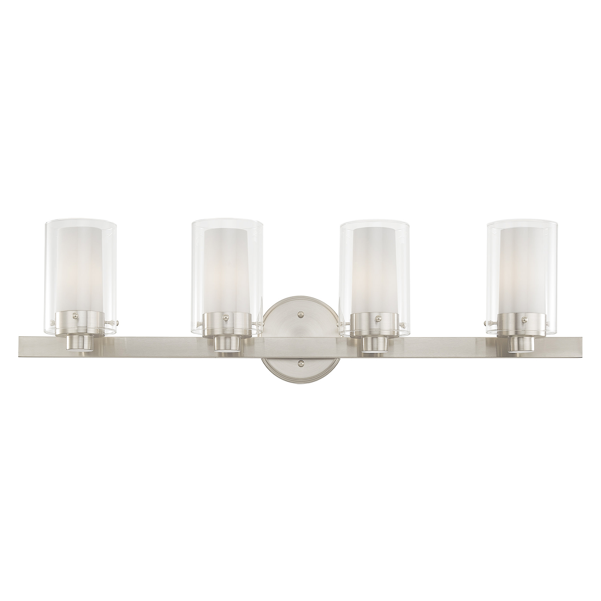 Photos - Chandelier / Lamp Livex Lighting 1544 Manhattan 4 Light Bathroom Vanity Light Brushed Nickel Indoor Lighting Bathroom Fixtures Vanity Light 15
