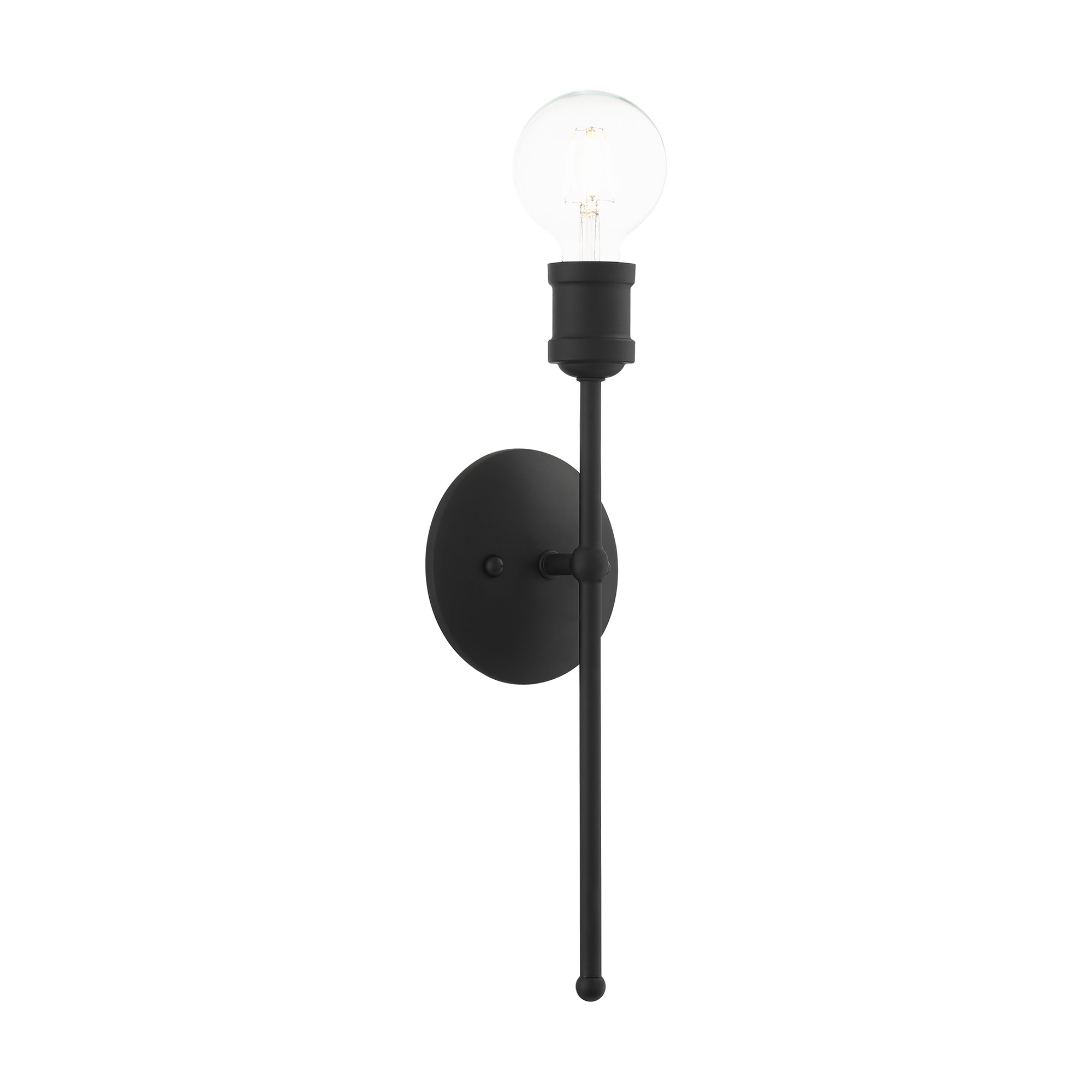 Photos - Chandelier / Lamp Livex Lighting 16711 Lansdale Single Light 15" Tall Wall Sconce Black Indoor Lighting Wall Sconces 16711-04