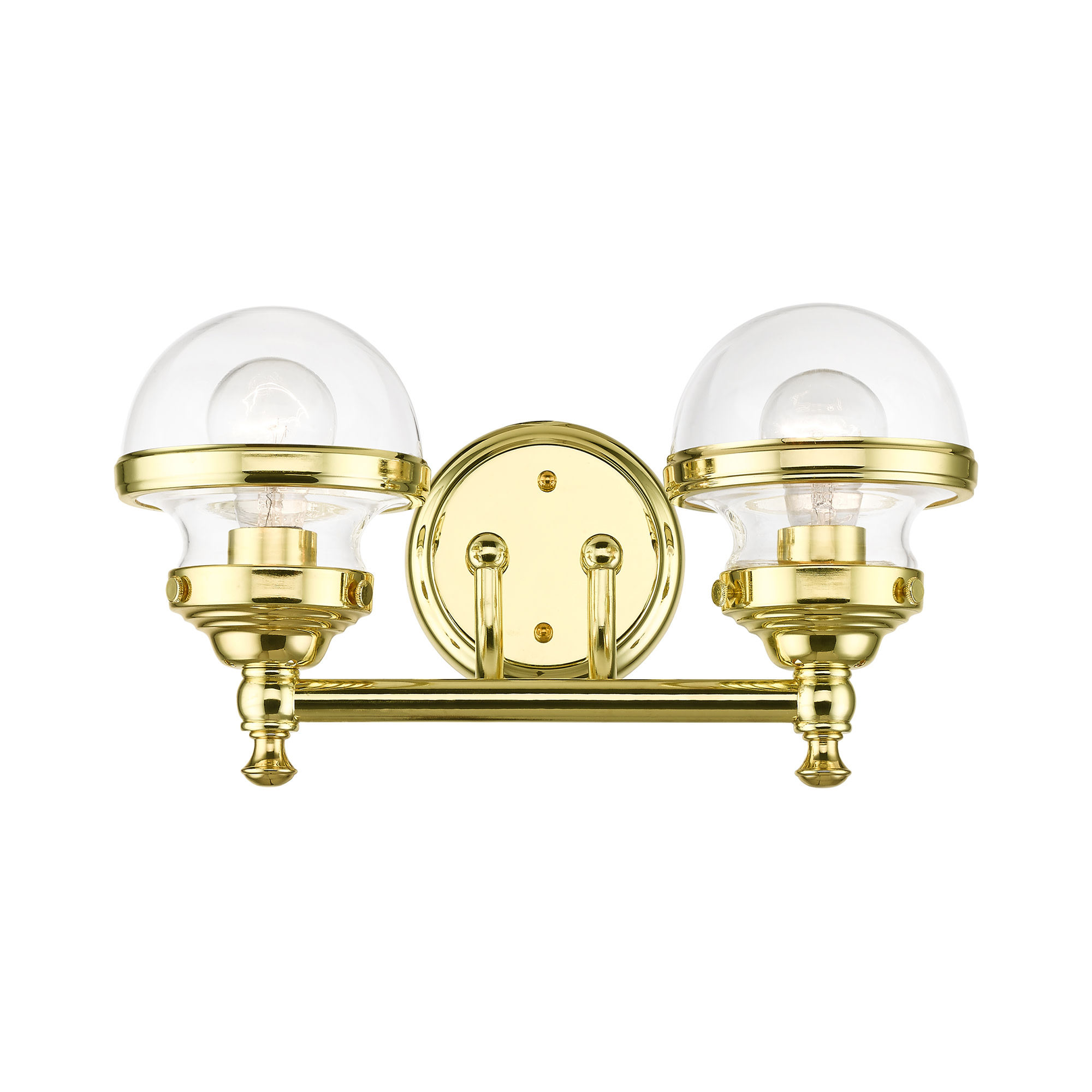 Photos - Chandelier / Lamp Wide Livex Lighting 17412 Oldwick 2 Light 15"  Vanity Light with Clear Shade Polished Brass Indoor Lighting Wall Sconces 1741 