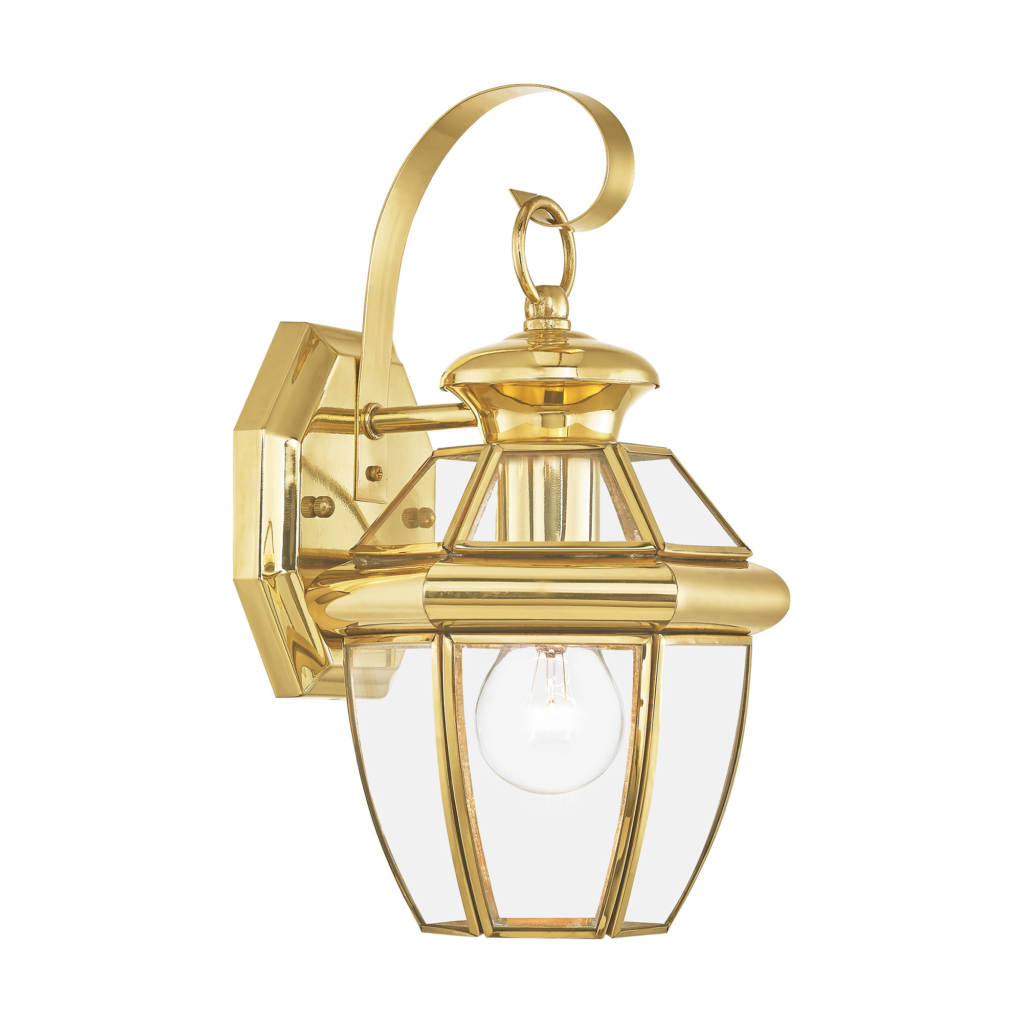 Photos - Floodlight / Street Light Livex Lighting 2051 Monterey 1 Light Outdoor Wall Sconce Polished Brass Outdoor Lighting Wall Sconces Outdoor Wall Sconces 2