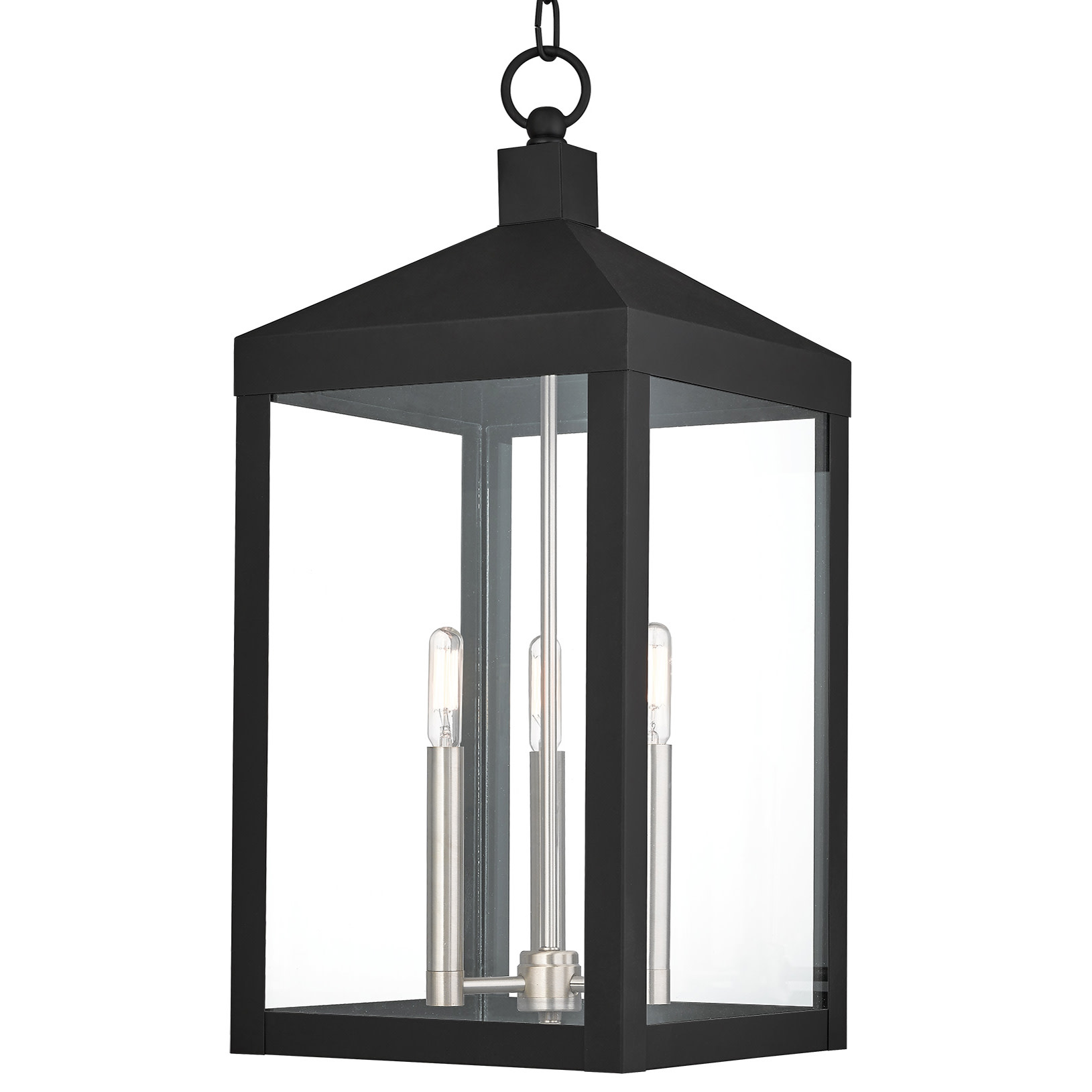 Photos - Floodlight / Street Light Livex Lighting 20587 Nyack 3 Light 11" Wide Outdoor Taper Candle Pendant Black Outdoor Lighting Pendants 20587-04