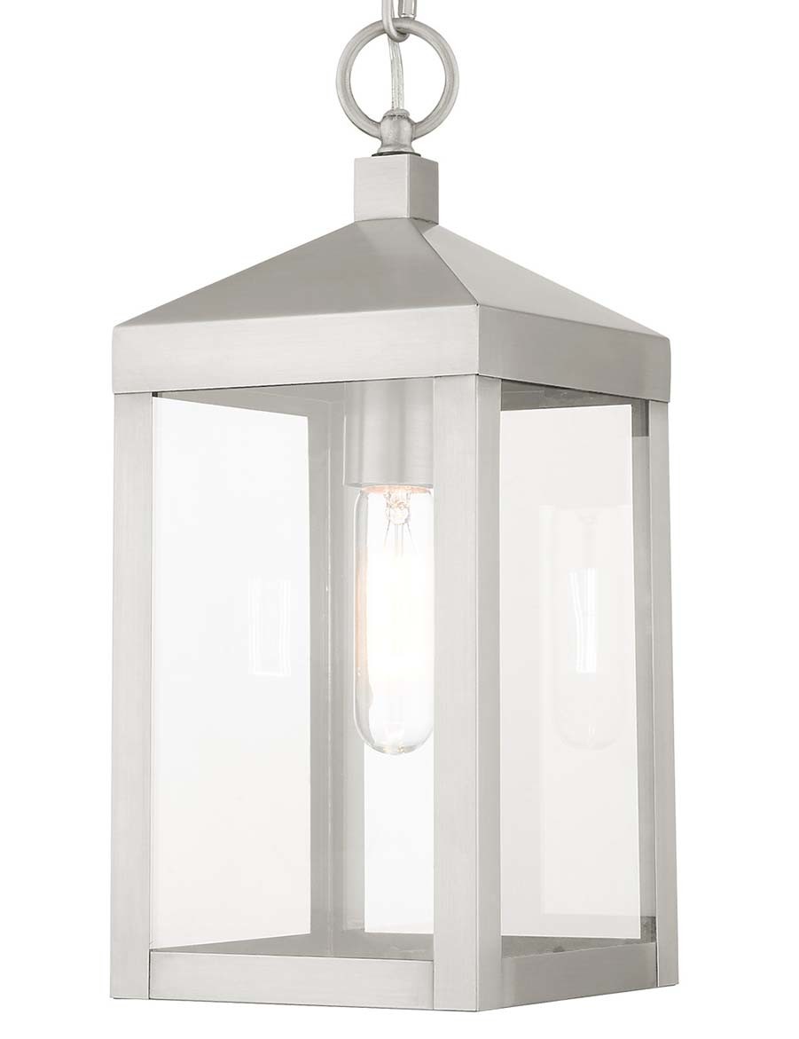 Photos - Floodlight / Street Light Livex Lighting 20591 Nyack Single Light 6" Wide Outdoor Mini Pendant Brushed Nickel Outdoor Lighting Pendants 20591-91