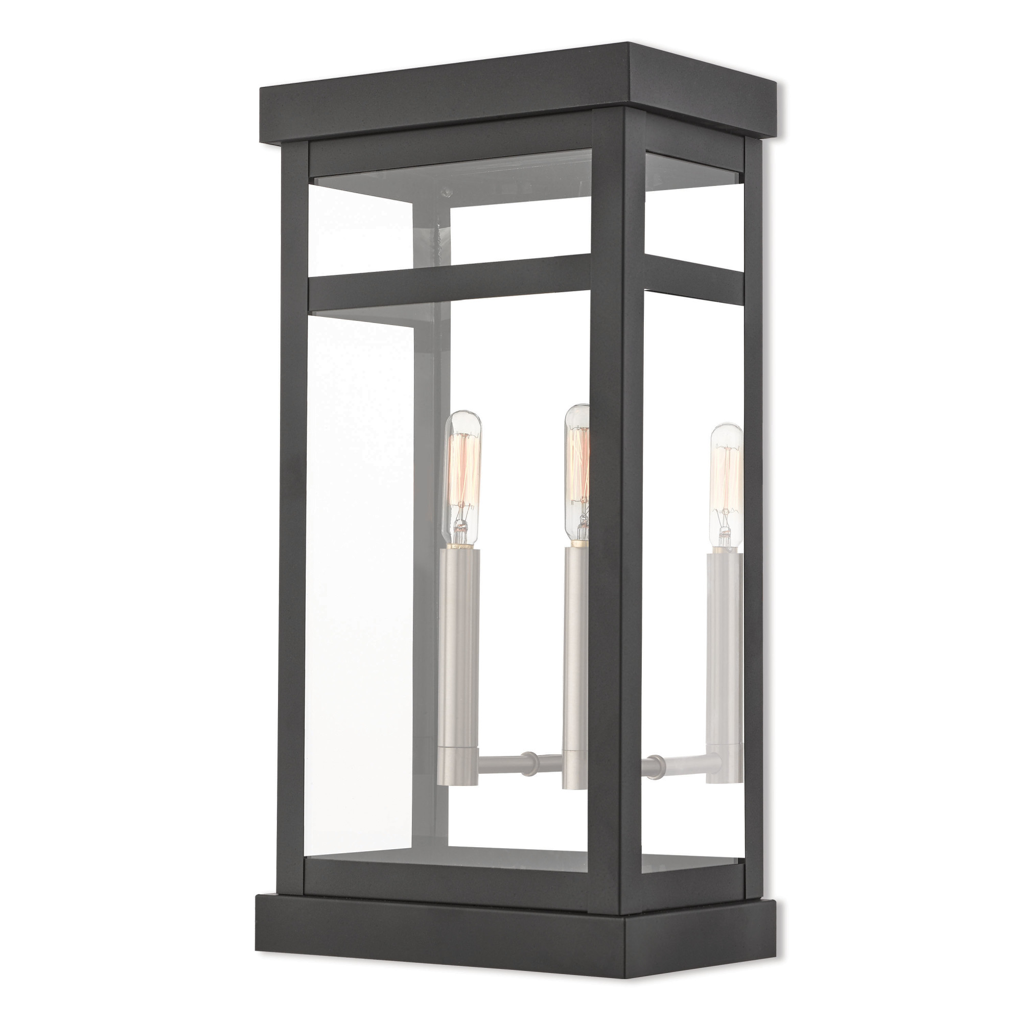 Photos - Floodlight / Street Light Livex Lighting 20704 Hopewell 2 Light 18" Tall Outdoor Wall Sconce with Glass Panel Shades Black Outdoor Lighting Wall Sconc
