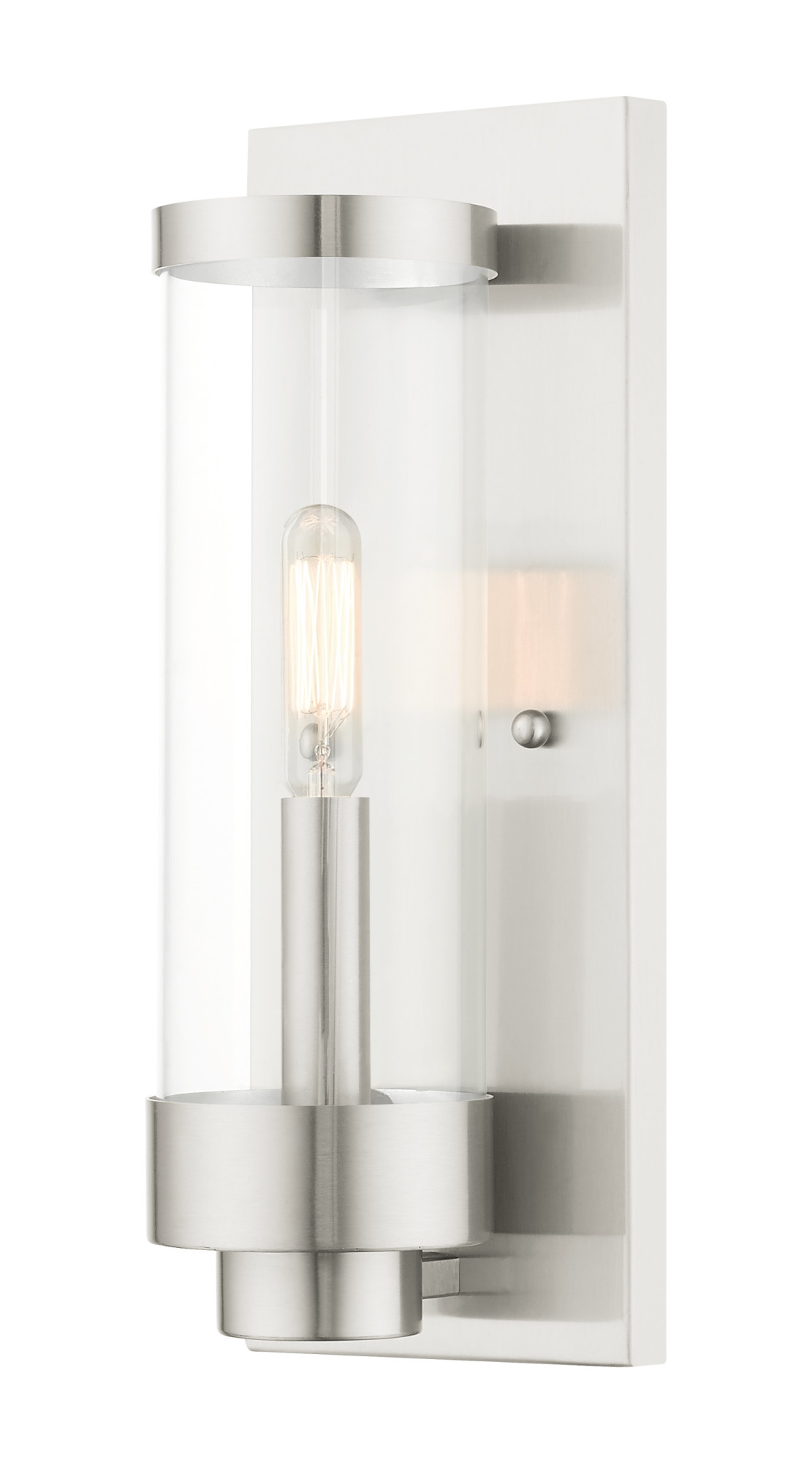 Photos - Floodlight / Street Light NICKEL Livex Lighting 20721 Hillcrest 12" Tall Outdoor Wall Sconce Brushed  Outdoor Lighting Wall Sconces 20721-91 