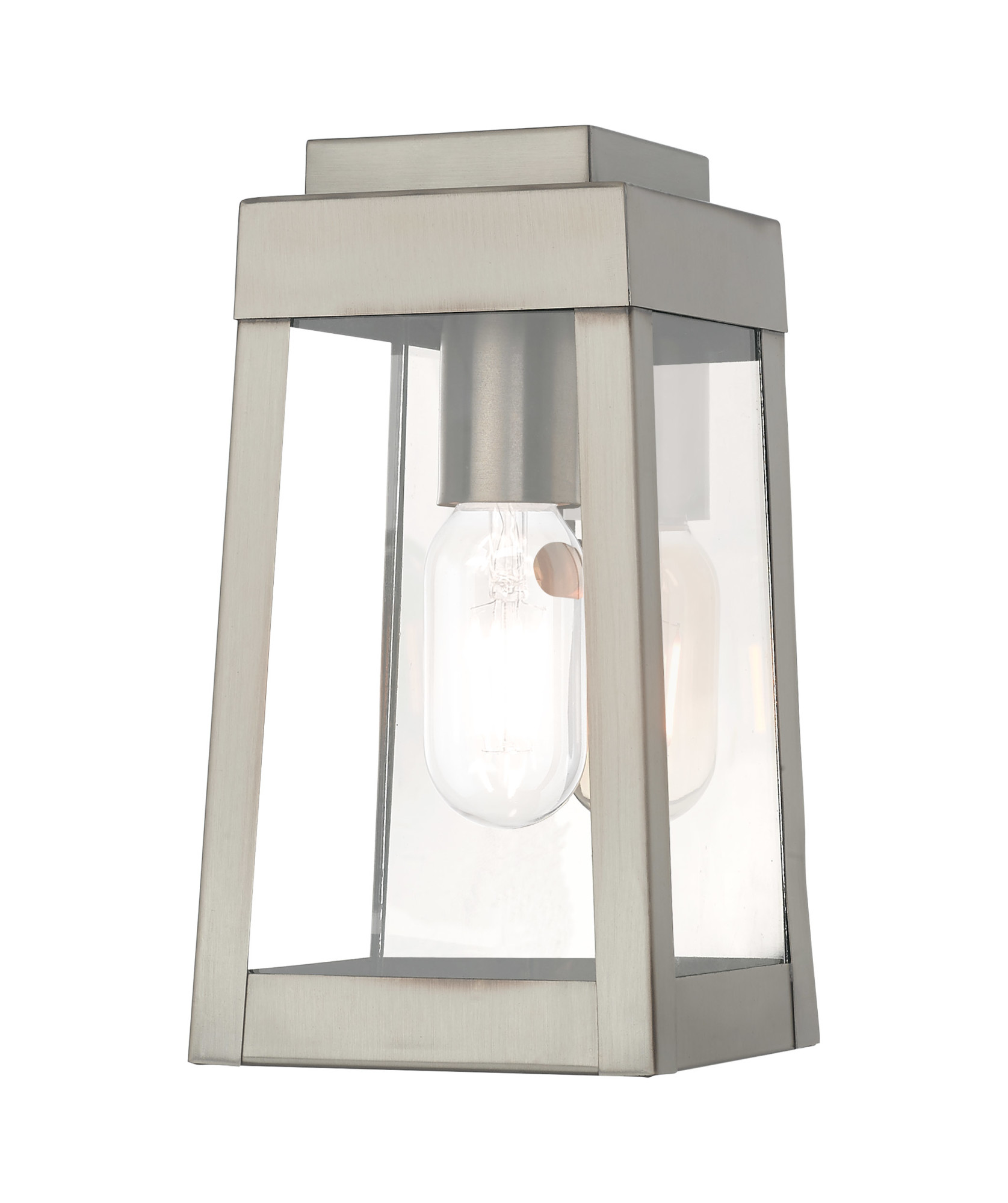 Photos - Floodlight / Street Light NICKEL Livex Lighting 20851 Oslo Single Light 10" Tall Outdoor Wall Sconce Brushed  Outdoor Lighting Wall Sconces 20851-91 