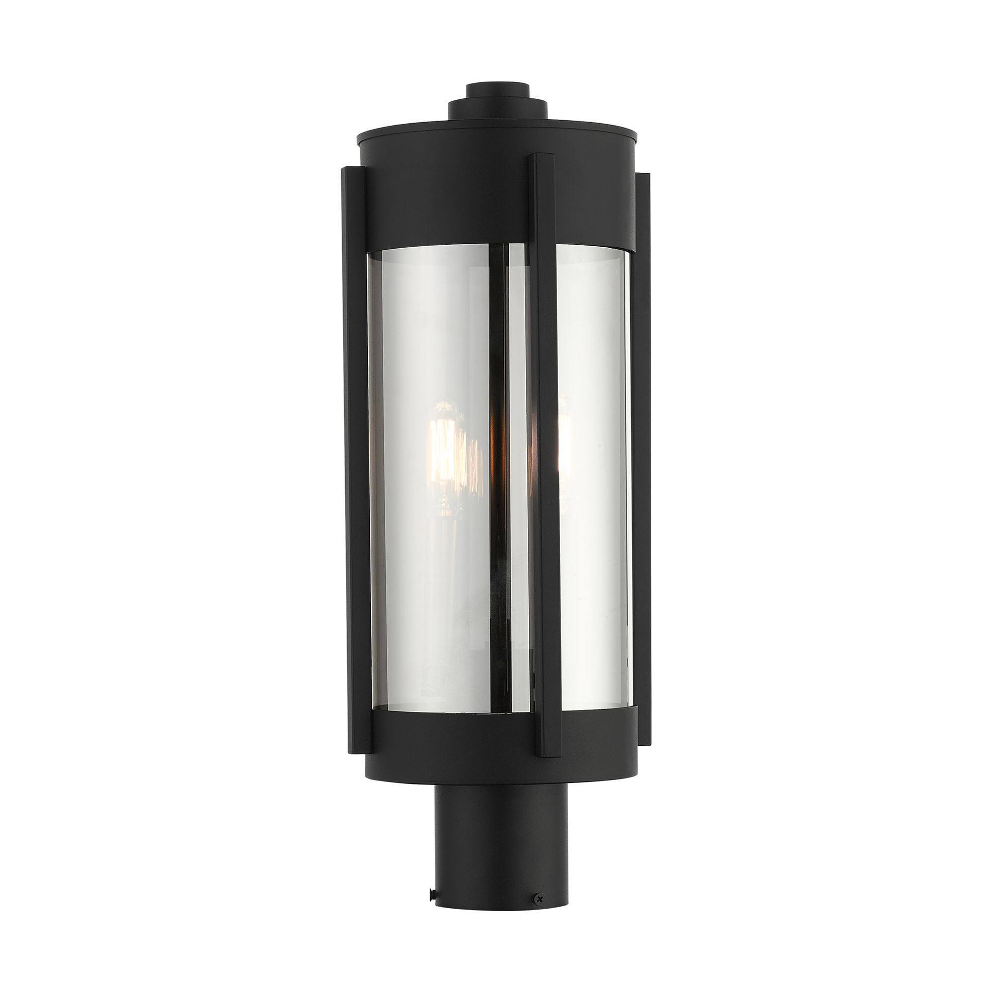 Photos - Floodlight / Street Light Livex Lighting 22386 Sheridan 2 Light 19" Tall Post Light Black with Brushed Nickel Candles Outdoor Lighting Post Lights Pos