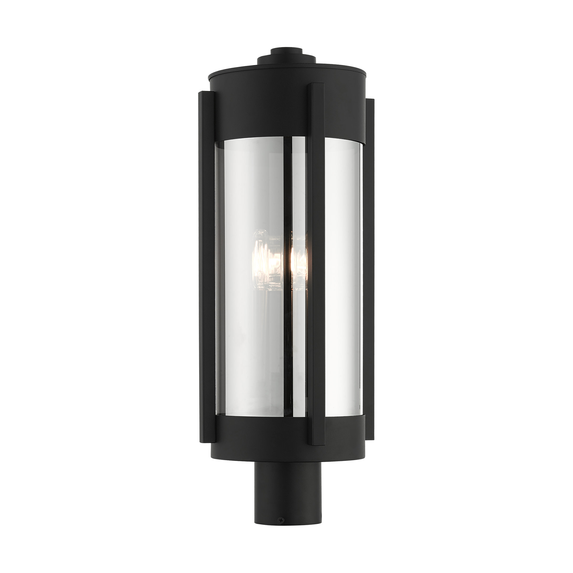 Photos - Floodlight / Street Light Livex Lighting 22387 Sheridan 3 Light 22" Tall Post Light Black with Brushed Nickel Candles Outdoor Lighting Post Lights Pos