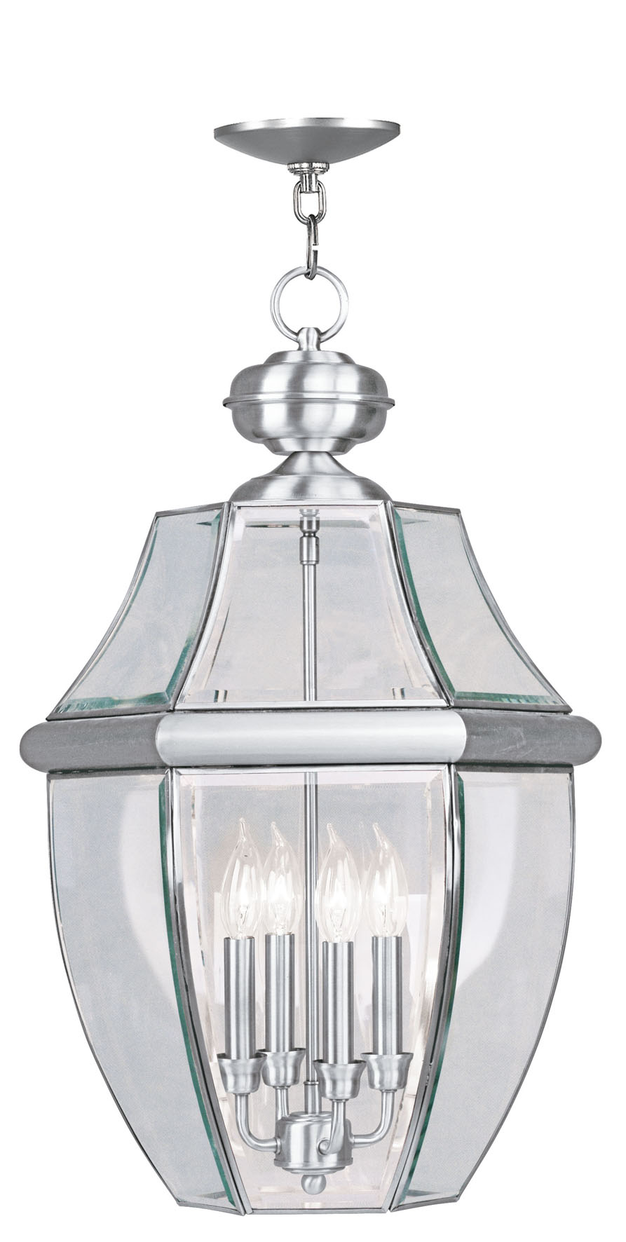 Photos - Floodlight / Street Light NICKEL Livex Lighting 2357 Monterey 4 Light Outdoor Pendant Brushed  Outdoor Lighting Pendants 2357-91 