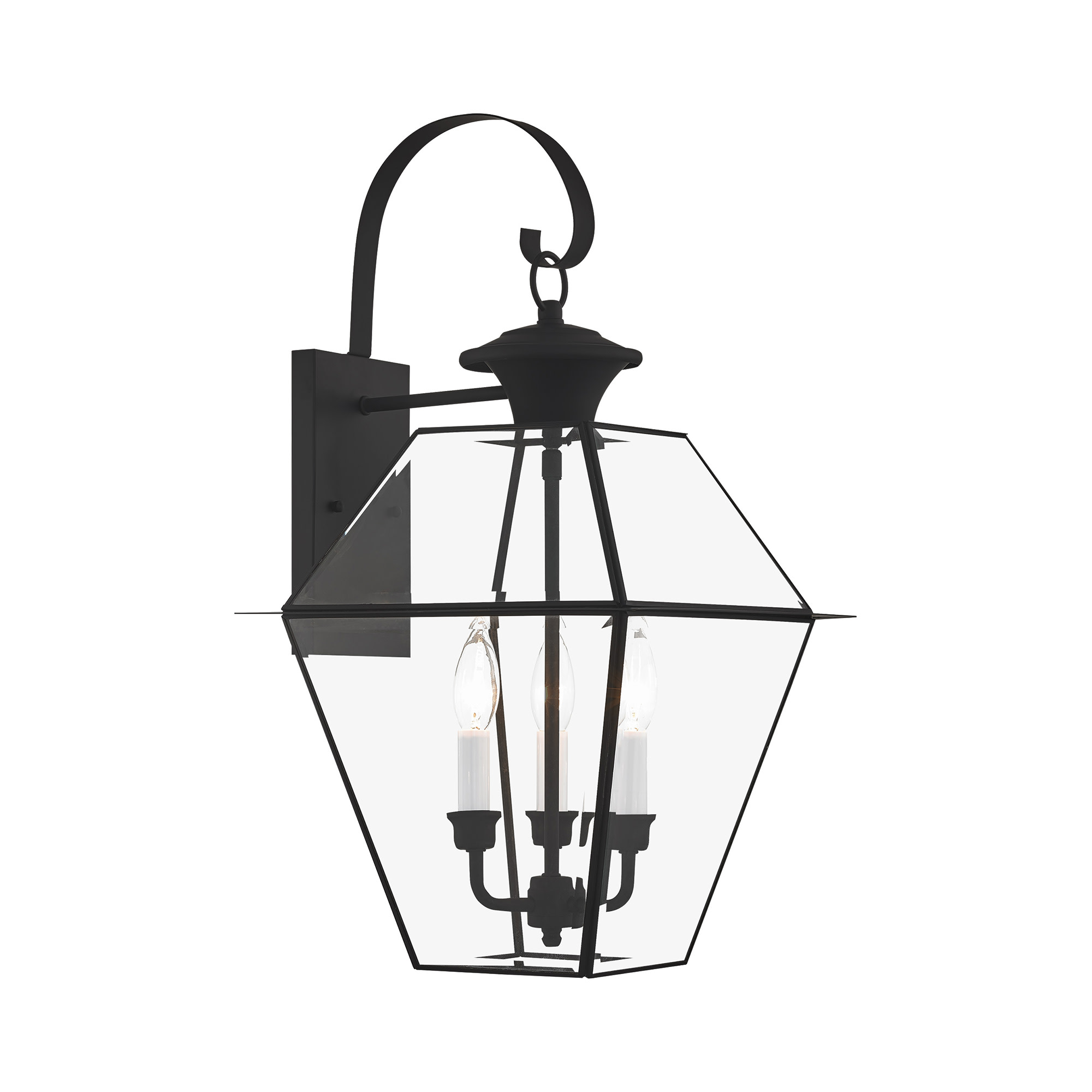 Photos - Floodlight / Street Light Clear Livex Lighting 2381 Westover 3 Light 23-1/4" Tall Outdoor Wall Sconce with Glass Shade Black Outdoor Lighting Wall Sco