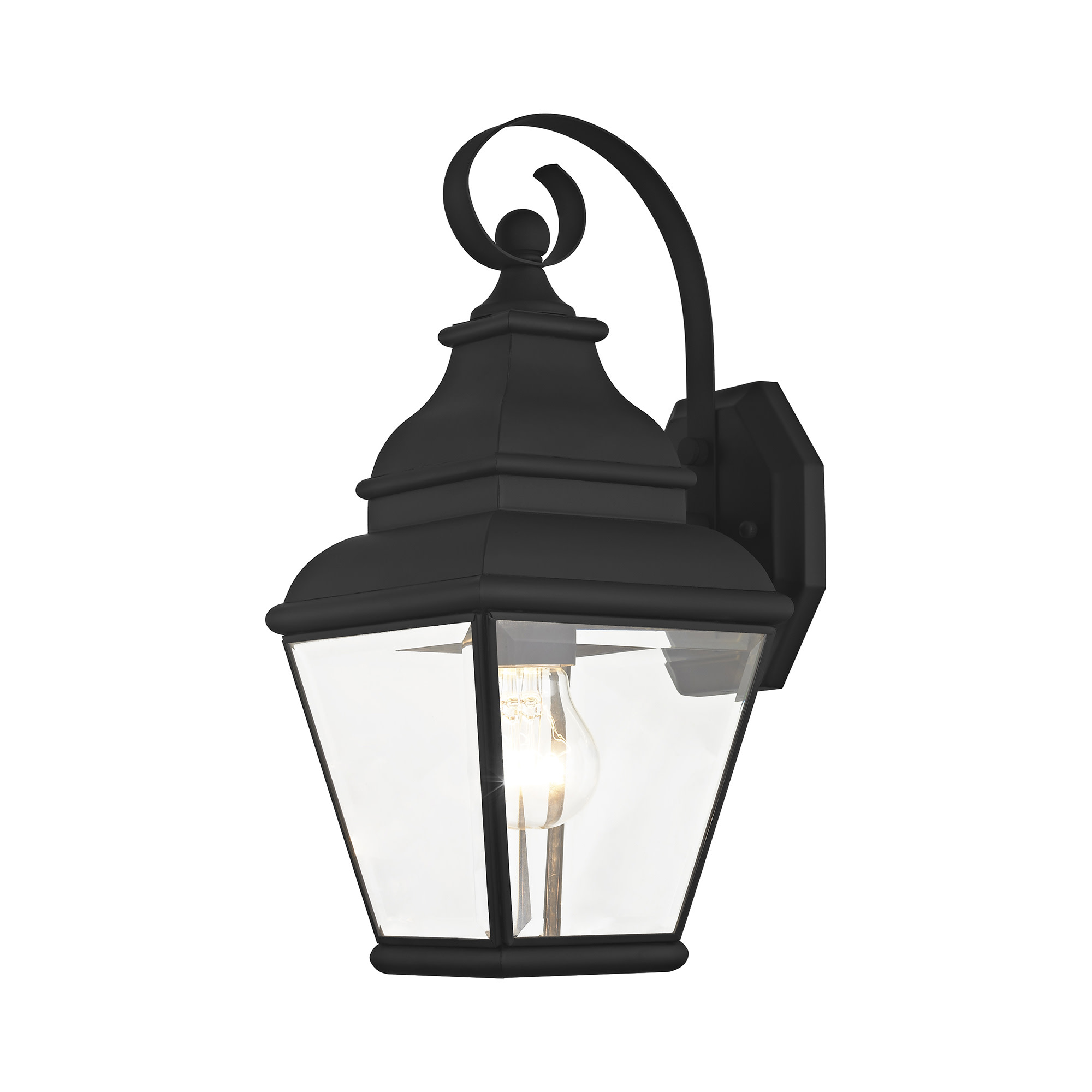Photos - Floodlight / Street Light Clear Livex Lighting 2590 Exeter Single Light 15-1/2" Tall Outdoor Wall Sconce with  Glass Shade Black Outdoor Lighting Wall 