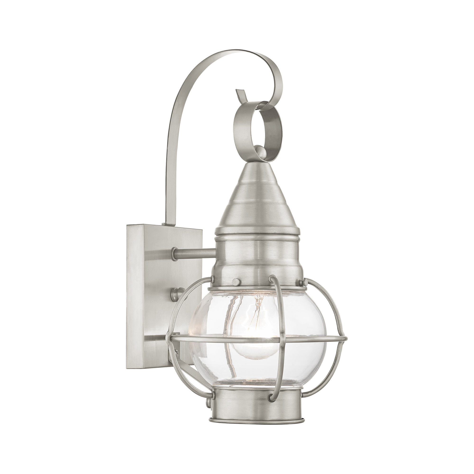 Photos - Floodlight / Street Light NICKEL Livex Lighting 26900 Newburyport 14" Tall Outdoor Wall Sconce Brushed  Outdoor Lighting Wall Sconces Outdoor Wall Scon 
