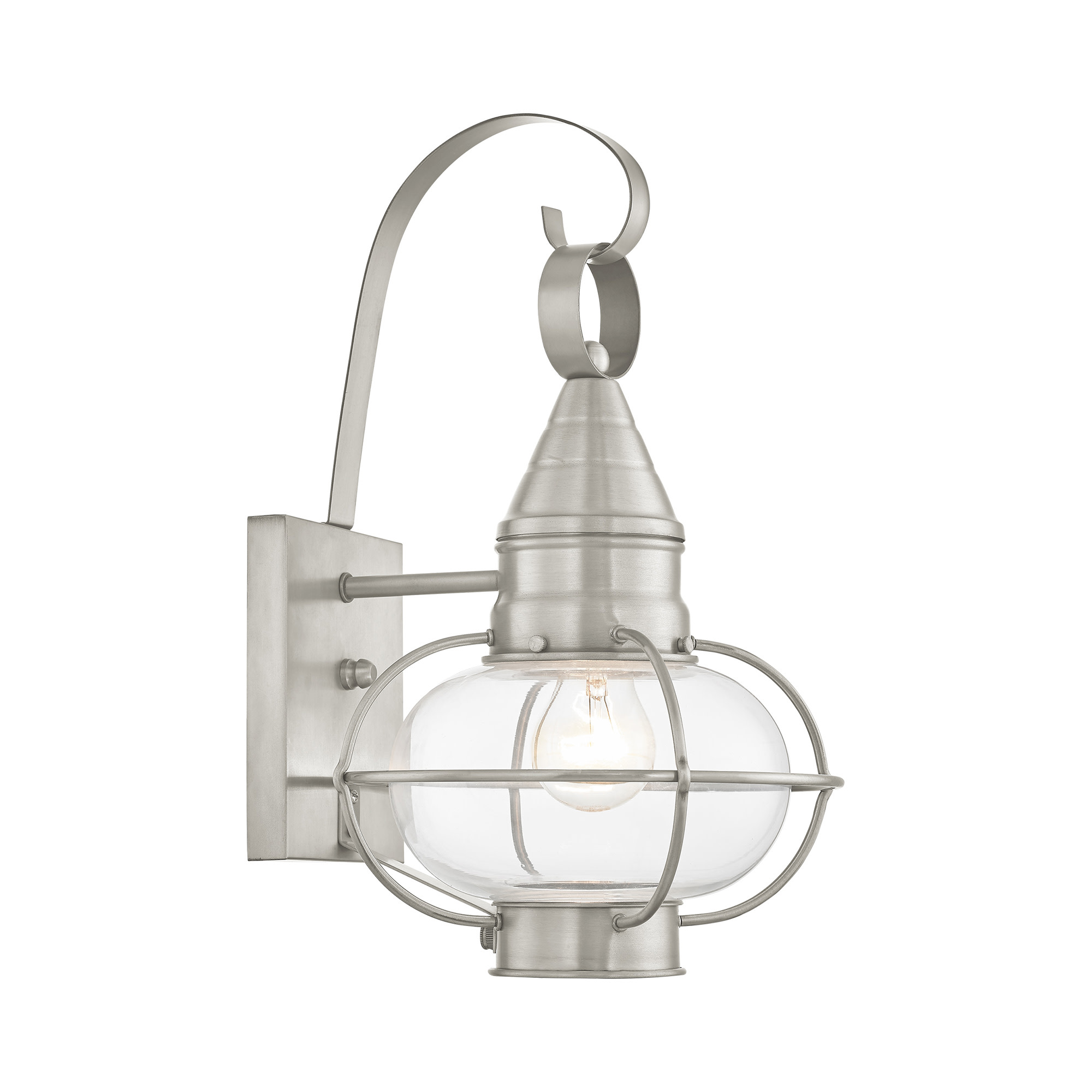 Photos - Floodlight / Street Light NICKEL Livex Lighting 26901 Newburyport 15" Tall Outdoor Wall Sconce Brushed  Outdoor Lighting Wall Sconces Outdoor Wall Scon 