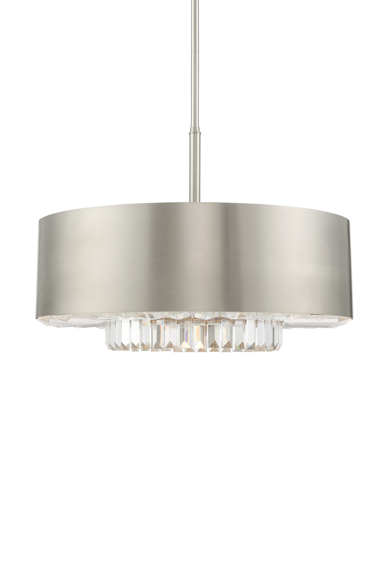 Photos - Chandelier / Lamp Madison Livex Lighting 40020  6 Light 24" Wide Crystal Drum Chandelier Brushed Nickel Indoor Lighting Chandeliers 40020-91 