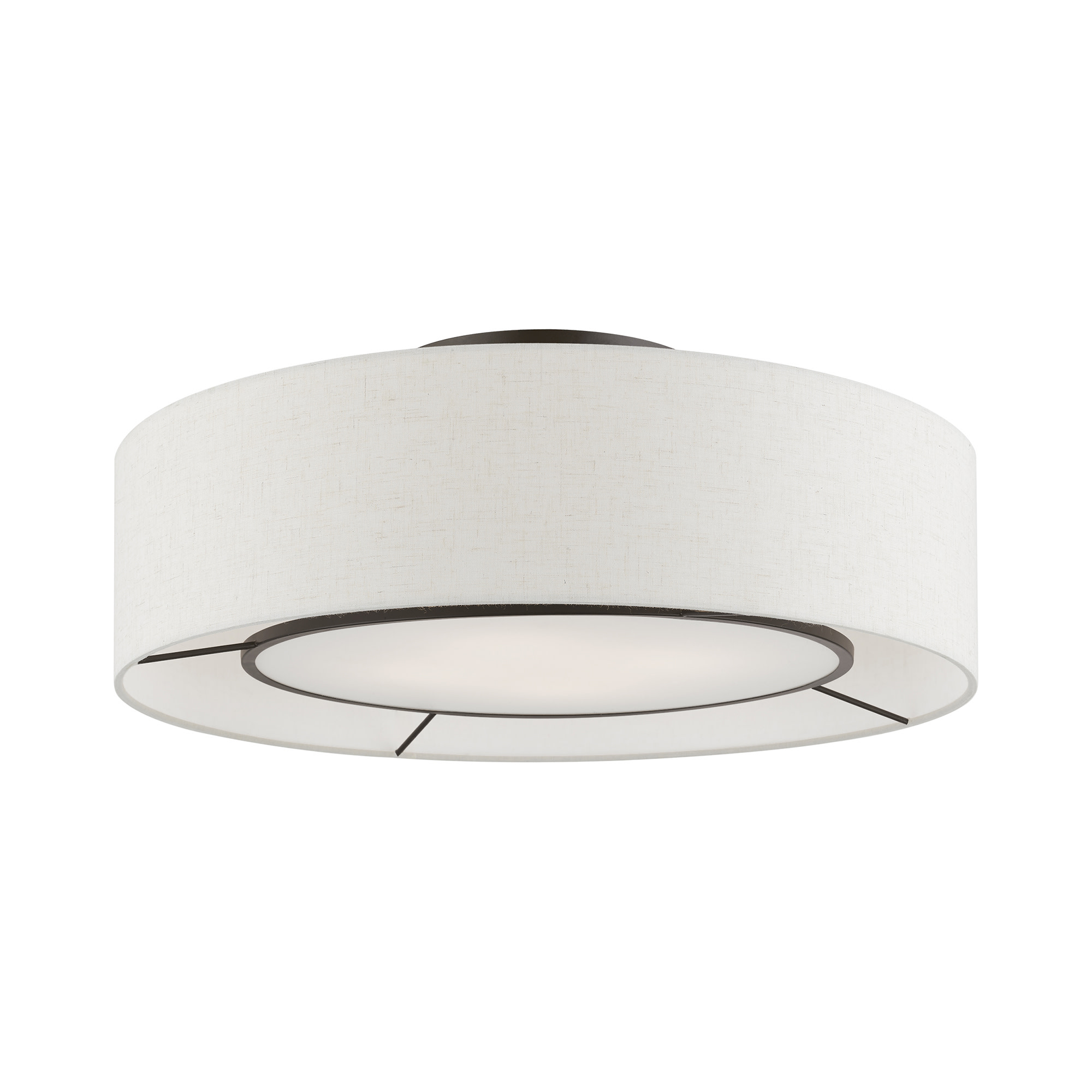 Photos - Chandelier / Lamp Livex Lighting 40144 Ellsworth 4 Light 21" Wide Flush Mount Drum Ceiling Fixture Brushed Nickel / Shiny White Accents Indoor