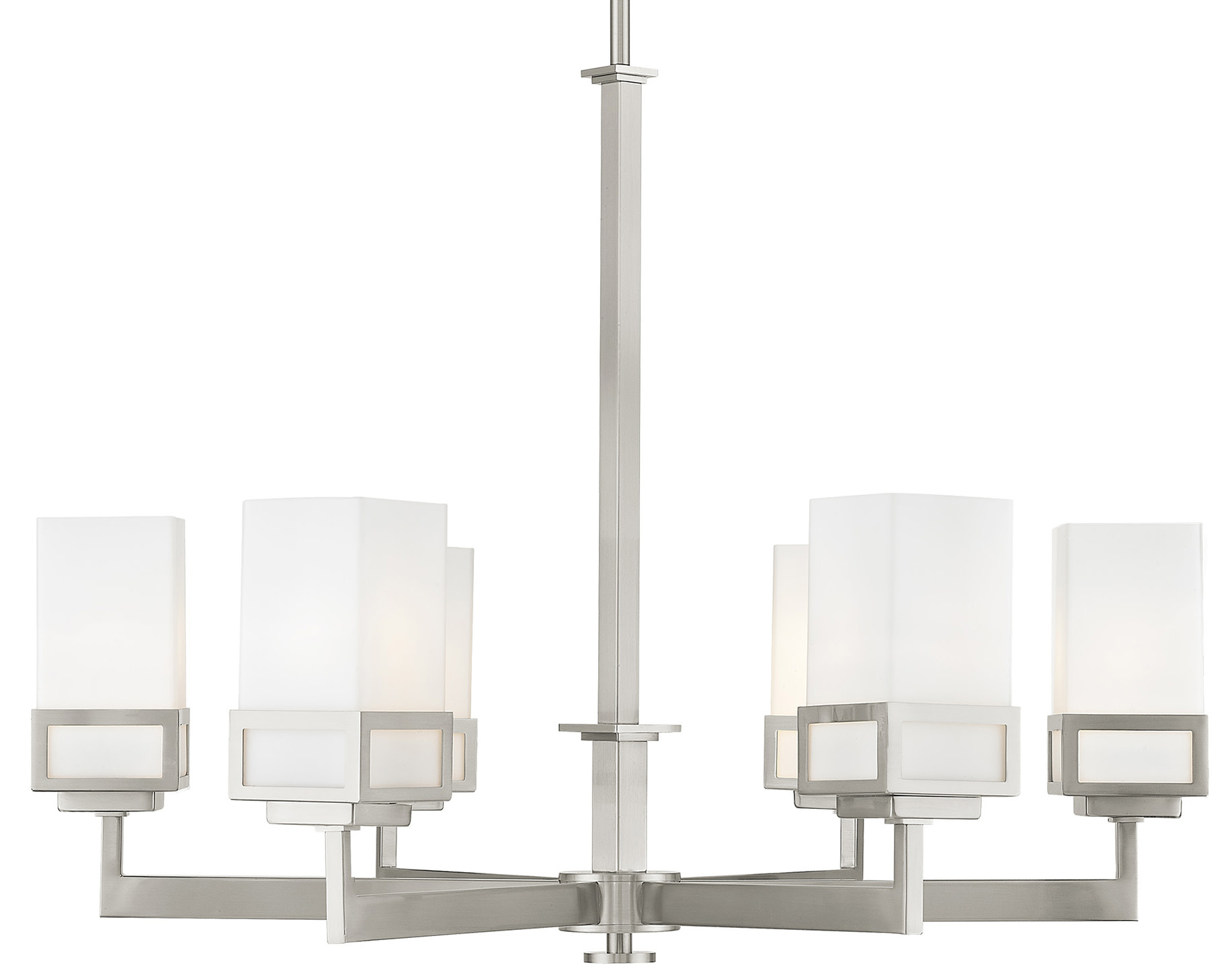 Photos - Chandelier / Lamp Livex Lighting 40196 Harding 6 Light 28-1/2" Wide Chandelier with Hand Blown Glass Shades Brushed Nickel Indoor Lighting Cha
