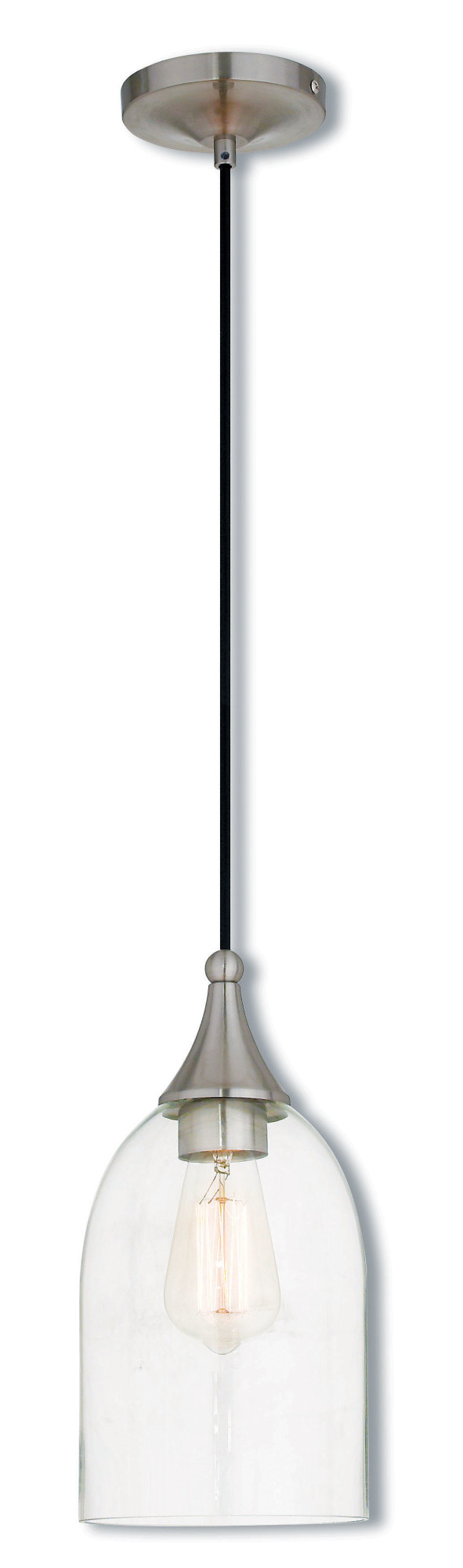 Photos - Chandelier / Lamp Art Glass Livex Lighting 40608  1 Light Mini Pendant with Glass Shade Brushed Nickel Indoor Lighting Pendants 40608-91 