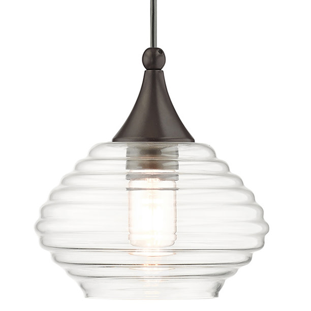 Photos - Chandelier / Lamp Livex Lighting 40610 Art Glass 1 Light Mini Pendant with Ribbed Glass Shade English Bronze Indoor Lighting Pendants 40610-92