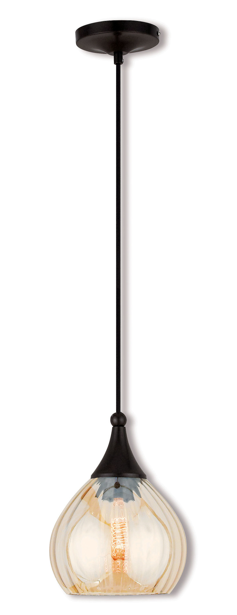 Photos - Chandelier / Lamp Art Glass Livex Lighting 40615 1 Light Mini Pendant with Glass Shade English Bronze Indoor Lighting Pendants 40615-92