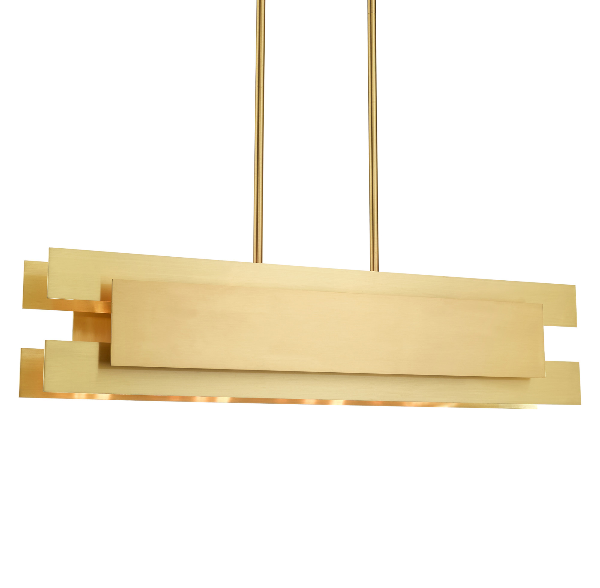 Photos - Chandelier / Lamp Livex Lighting 40694 Varick 4 Light 36" Wide Linear Chandelier Satin Brass Indoor Lighting Chandeliers 40694-12
