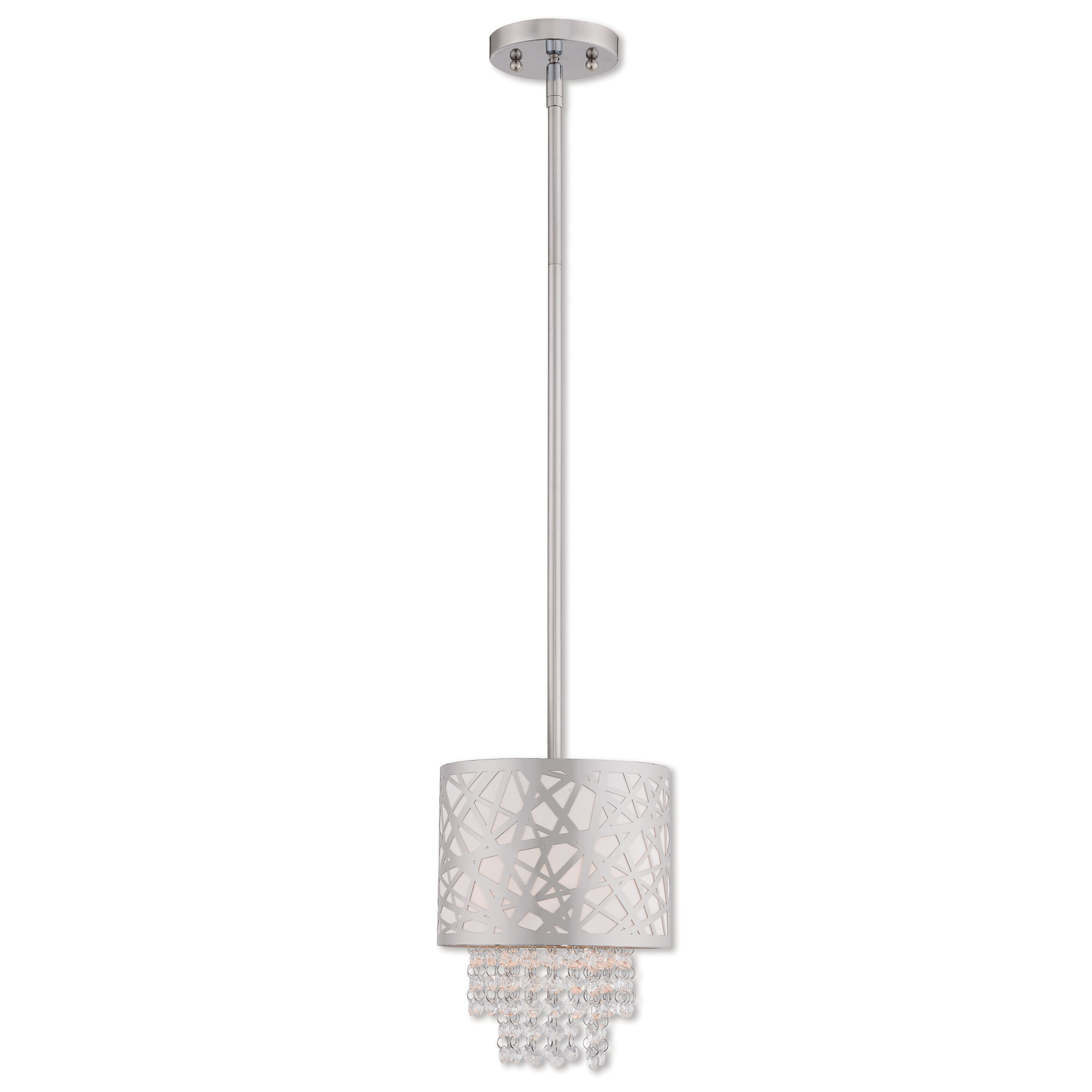 Photos - Chandelier / Lamp Livex Lighting 40754 Allendale Single Light 8" Wide Mini Pendant with Fabric Hardback Shade Polished Chrome Indoor Lighting