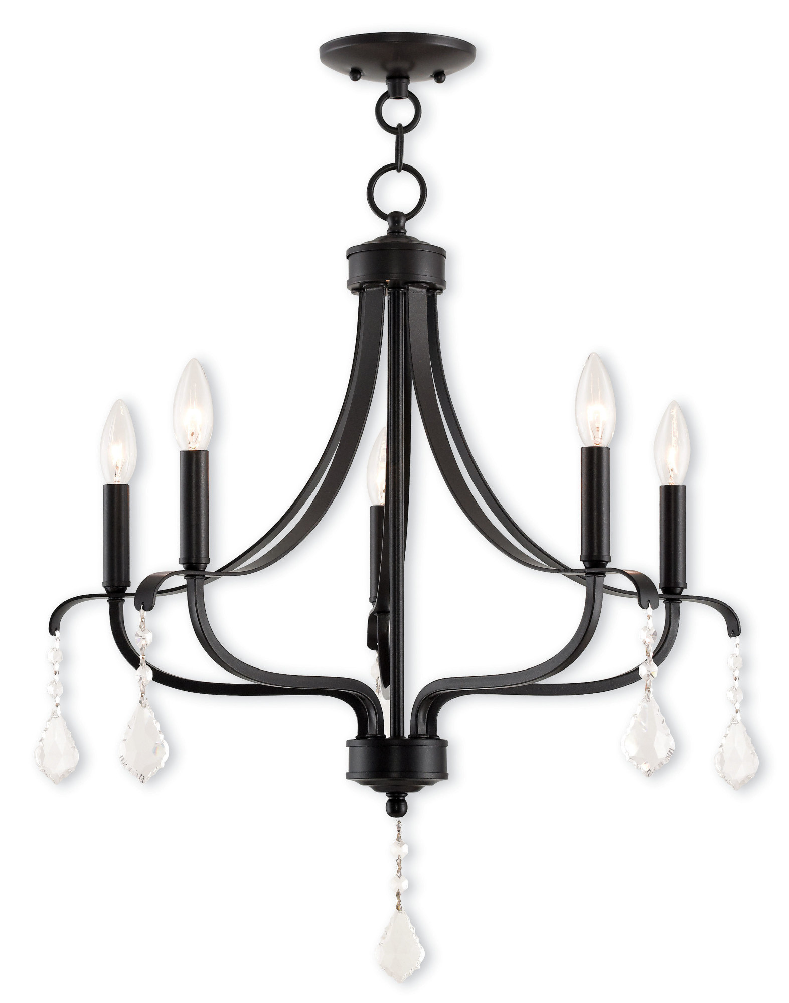 Photos - Chandelier / Lamp Livex Lighting 40785 Laurel 5 Light 24" Wide Candle Style Chandelier with Crystal Accents English Bronze Indoor Lighting Cha