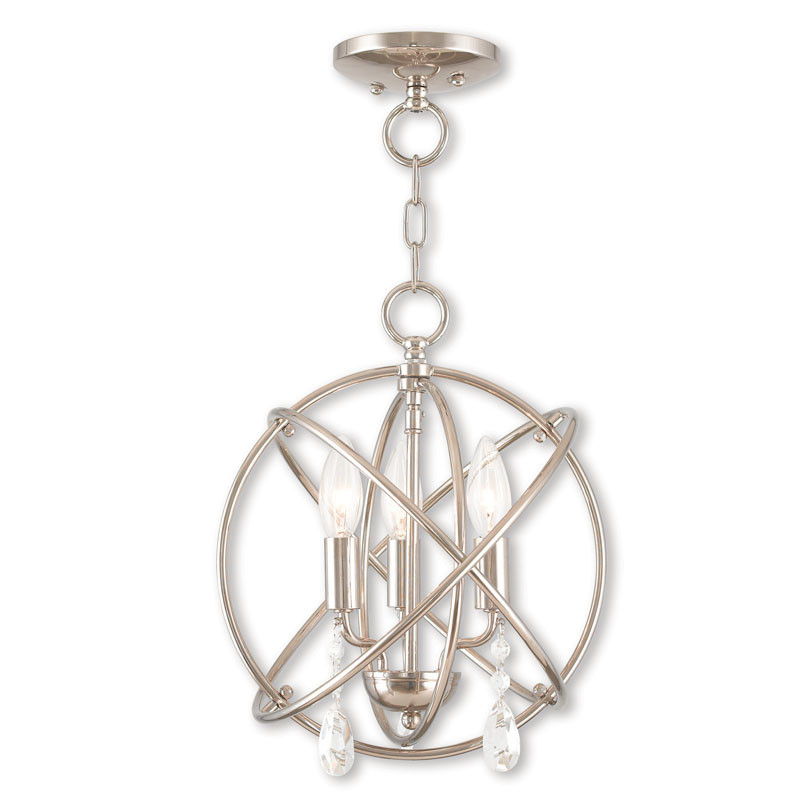 Photos - Chandelier / Lamp Livex Lighting 40903 Aria 3 Light 13" Wide Crystal Chandelier Polished Nickel Indoor Lighting Chandeliers 40903-35