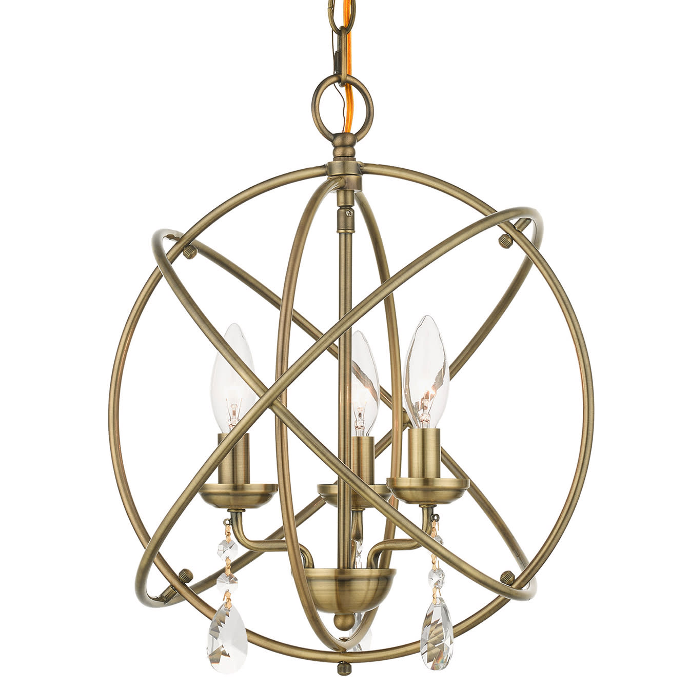 Photos - Chandelier / Lamp Wide Livex Lighting 40904 Aria 3 Light 16"  Crystal Chandelier Antique Brass Indoor Lighting Chandeliers 40904-01 