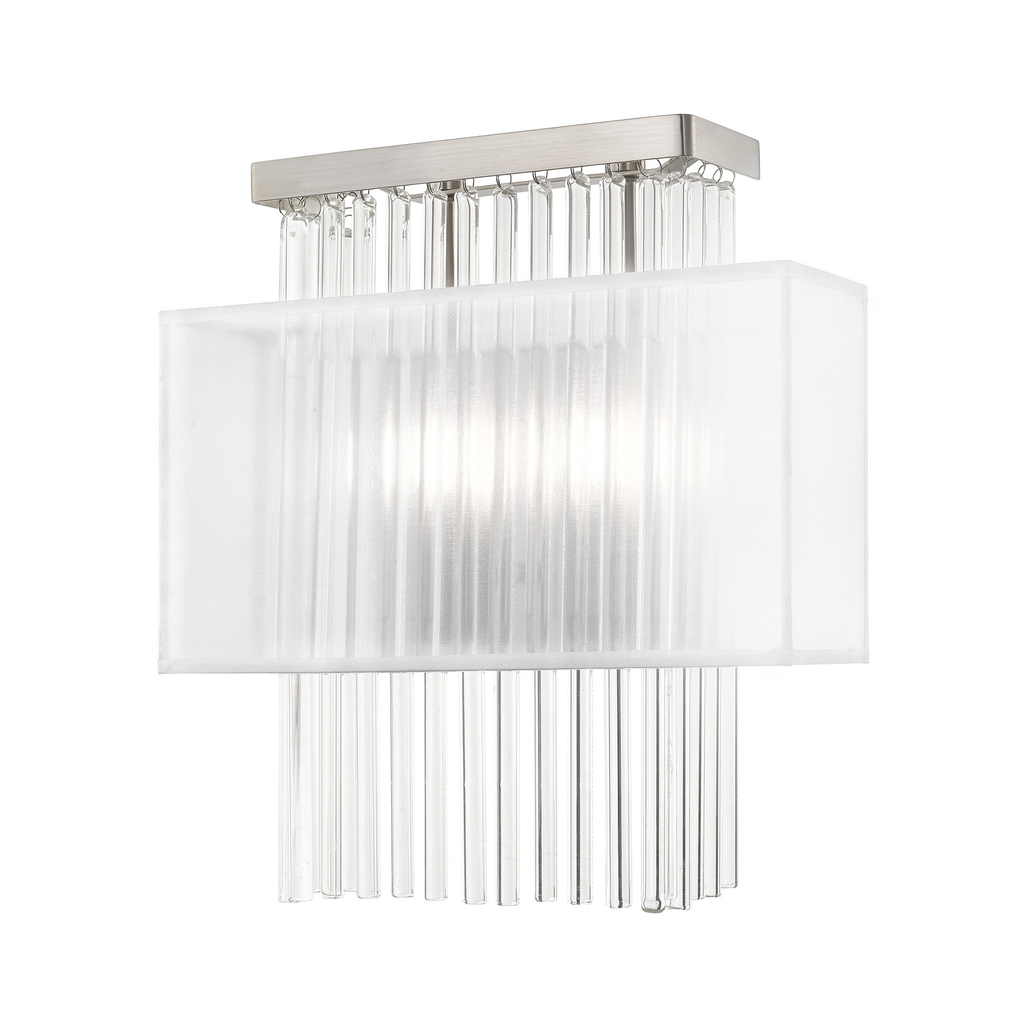 Photos - Chandelier / Lamp Baby Mix Livex Lighting 41148 Alexis 2 Light 15" Tall Wall Sconce Brushed Nickel Indoor Lighting Wall Sconces 41148-91 