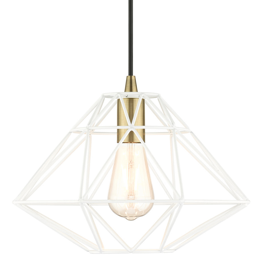 Photos - Chandelier / Lamp Livex Lighting 41323 Geometric 14" Wide Pendant White Indoor Lighting Pendants 41323-03