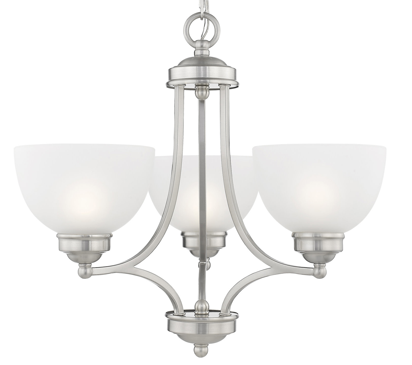 Photos - Chandelier / Lamp WATT Livex Lighting 4213 3 Light 300  Up Lighting Single Tier Chandelier with Satin Glass from the Somerset Collection Brushe 