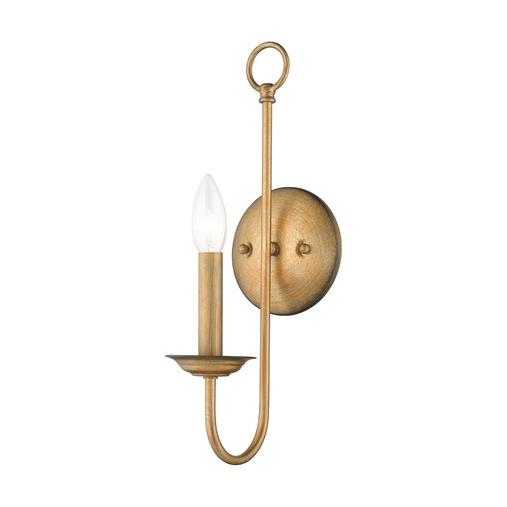 Photos - Chandelier / Lamp Leaf Livex Lighting 42681 Estate 16" Tall Wall Sconce Antique Gold  Indoor Lighting Wall Sconces 42681-48 
