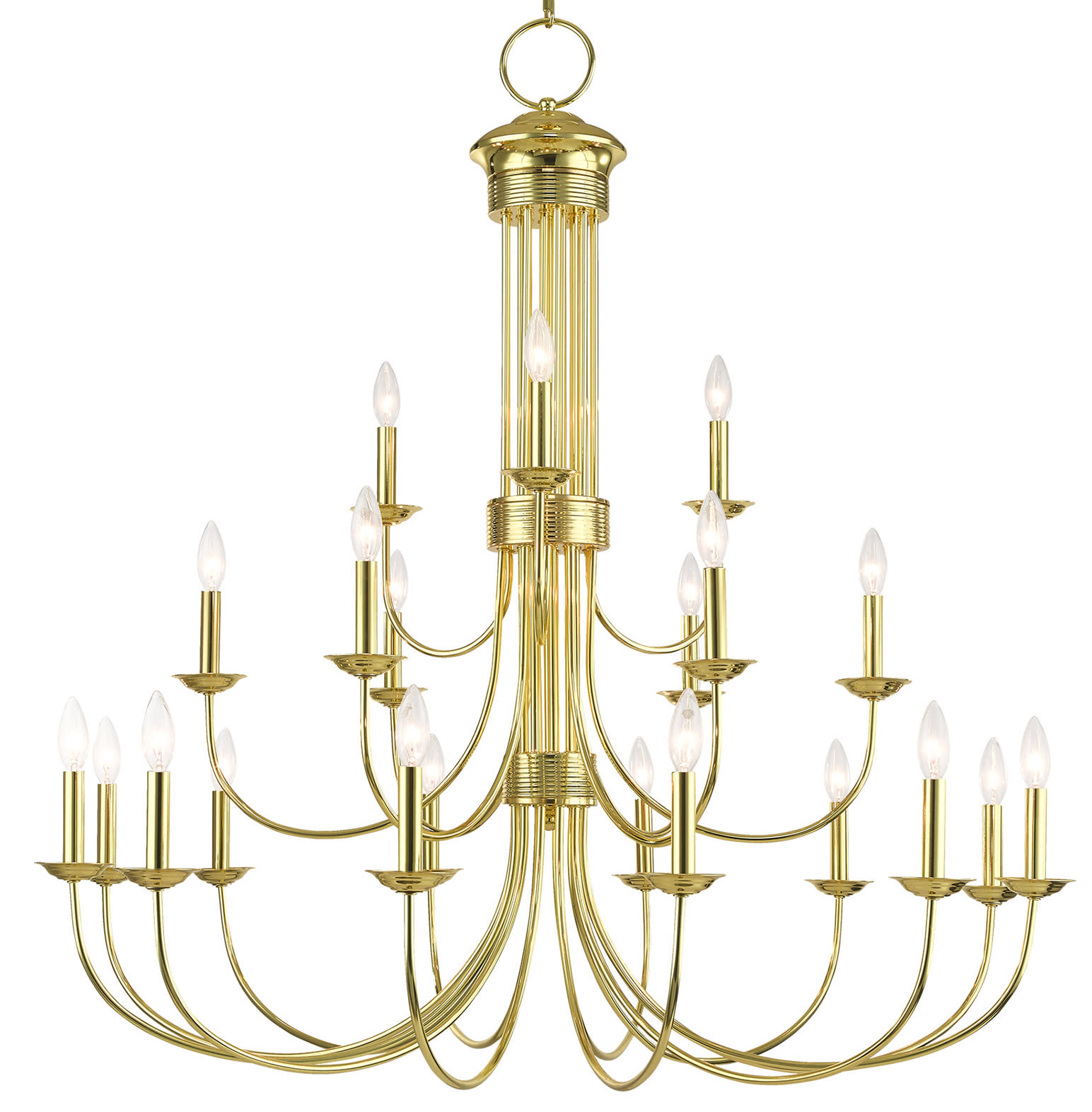 Photos - Chandelier / Lamp Livex Lighting 42688 Estate 21 Light 42" Wide Taper Candle Style Chandelier Polished Brass Indoor Lighting Chandeliers 42688