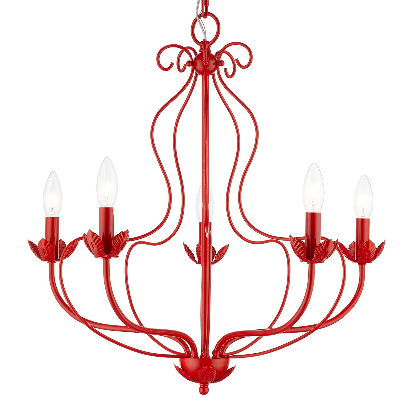 Photos - Chandelier / Lamp Wide Livex Lighting 42905 Katarina 5 Light 23"  Taper Candle Style Chandelier Shiny Red Indoor Lighting Chandeliers 42905-72 