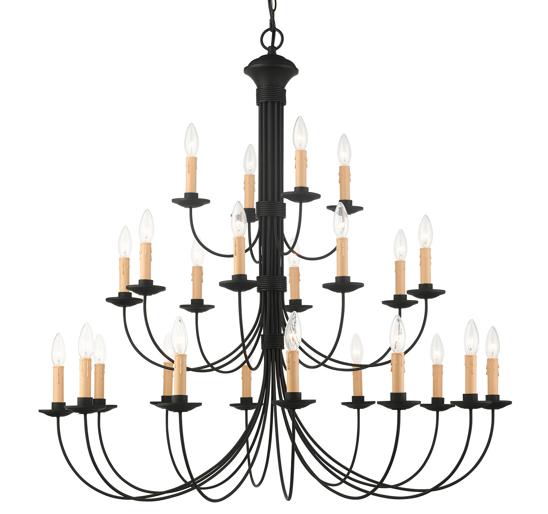 Photos - Chandelier / Lamp Heritage Livex Lighting 4537  24 Light 3 Tier Chandelier Black Indoor Lighting Chandeliers 4537-04 