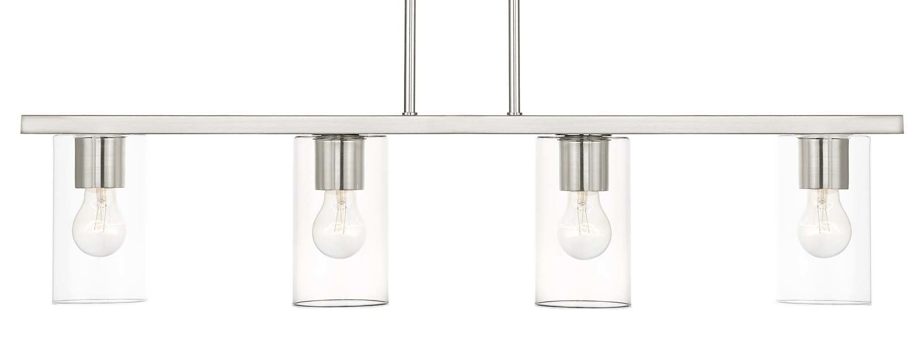 Photos - Chandelier / Lamp Livex Lighting 45474 Zurich 4 Light 36" Wide Linear Chandelier Brushed Nickel Indoor Lighting Chandeliers 45474-91