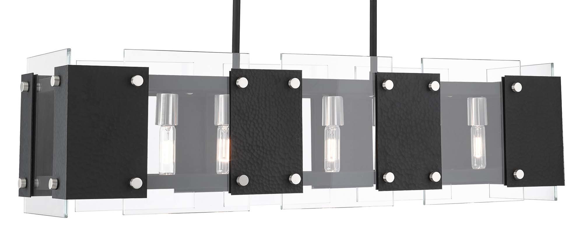 Photos - Chandelier / Lamp Livex Lighting 45997 Barcelona 8 Light 44" Wide Linear Chandelier Black with Brushed Nickel Accents Indoor Lighting Chandeli