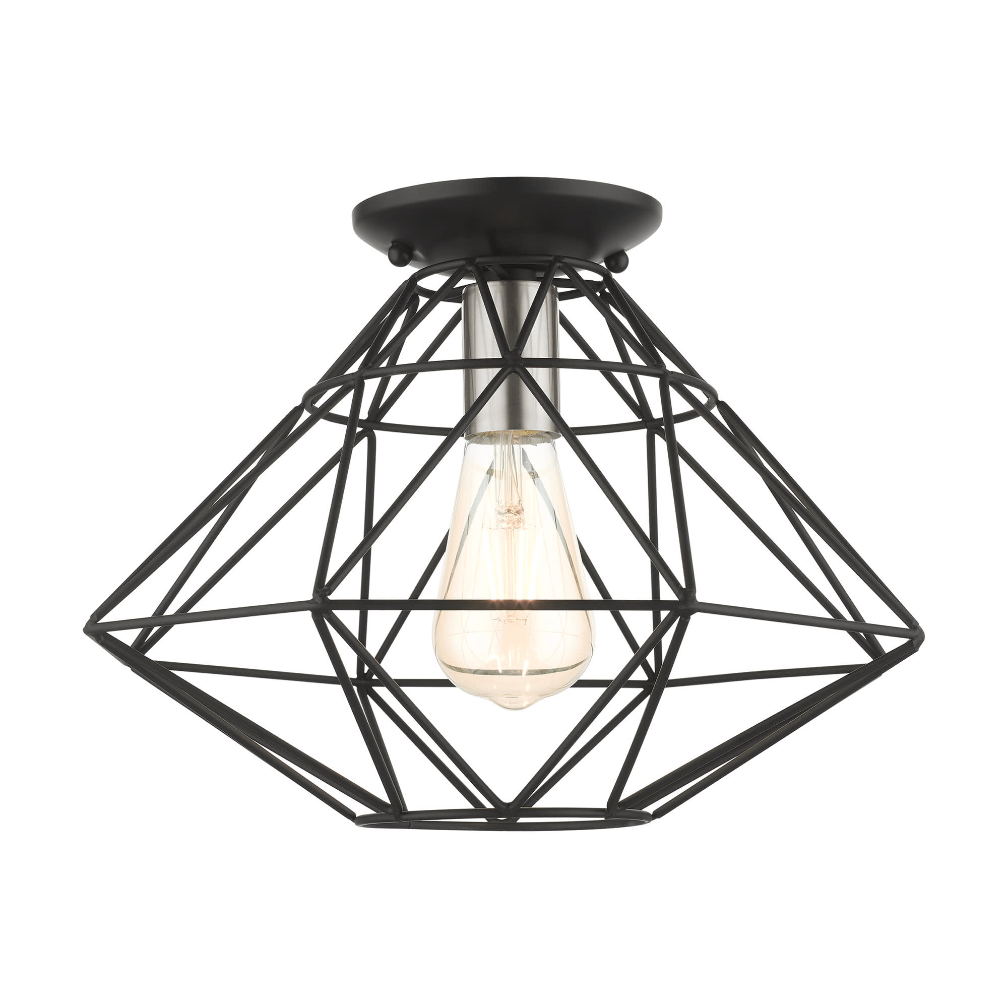 Photos - Chandelier / Lamp Wide Livex Lighting 46248 Geometric 14"  Semi-Flush Ceiling Fixture Black Indoor Lighting Ceiling Fixtures Semi-Flush 46248-0 