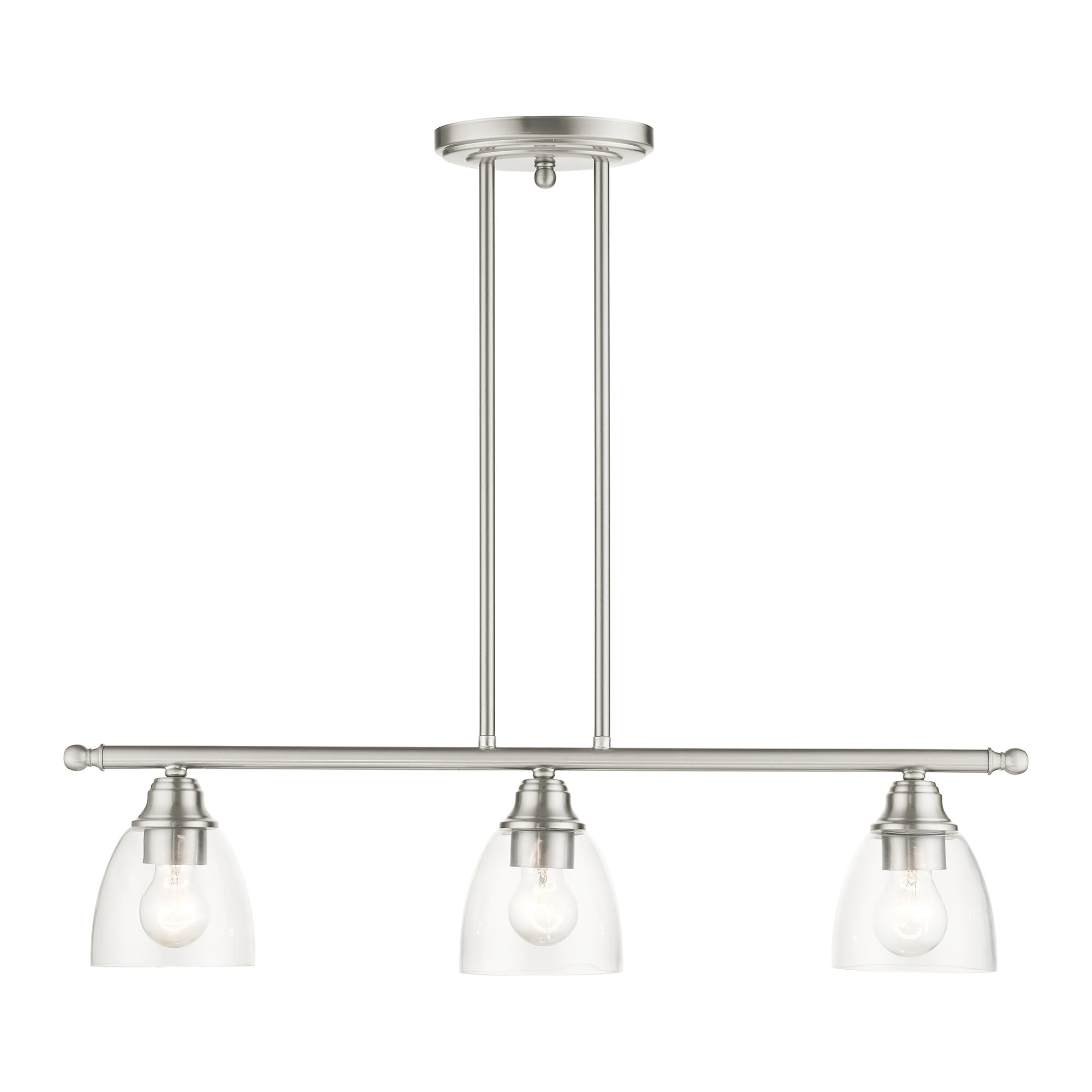 Photos - Chandelier / Lamp Wide Livex Lighting 46337 Montgomery 3 Light 5"  Commercial Linear Chandelier Brushed Nickel Indoor Lighting Chandeliers 4633 
