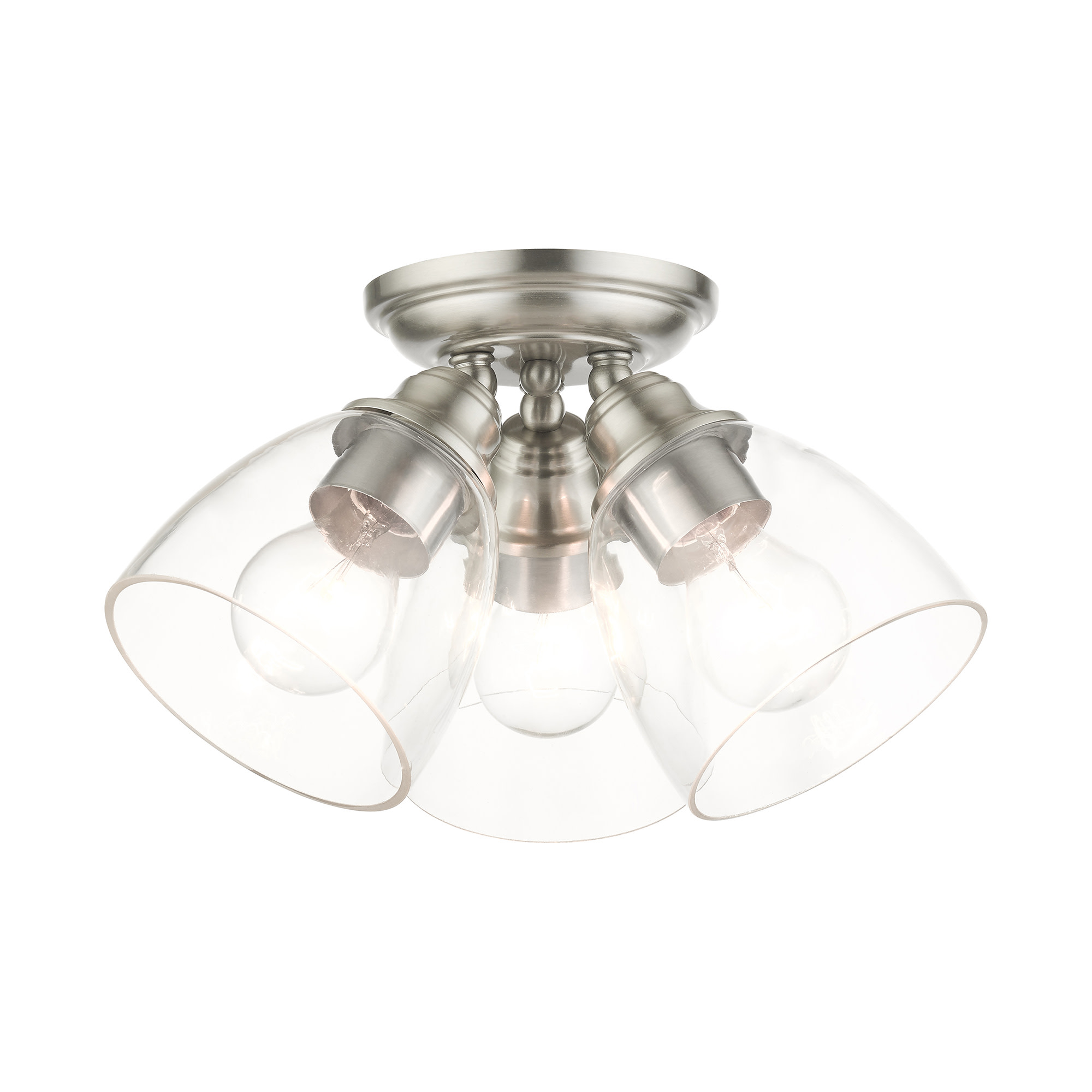 Photos - Chandelier / Lamp Wide Livex Lighting 46339 Montgomery 3 Light 14"  Flush Mount Ceiling Fixture Brushed Nickel Indoor Lighting Ceiling Fixtures 