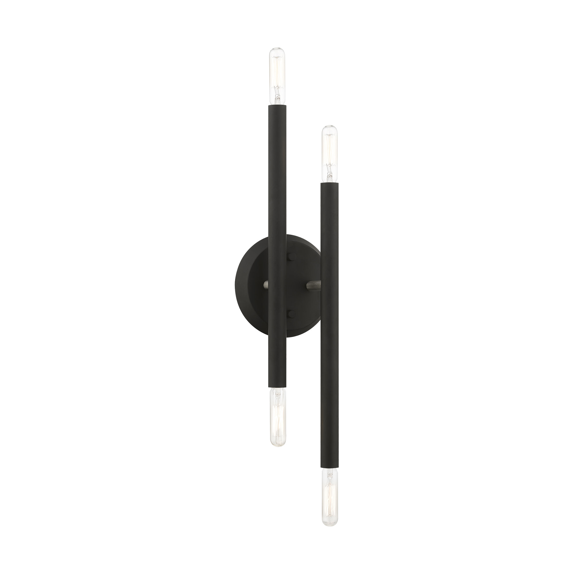 Photos - Chandelier / Lamp Livex Lighting 46771 Soho 4 Light 17" Tall Commercial Wall Sconce Black / Brushed Nickel Accents Indoor Lighting Wall Sconce