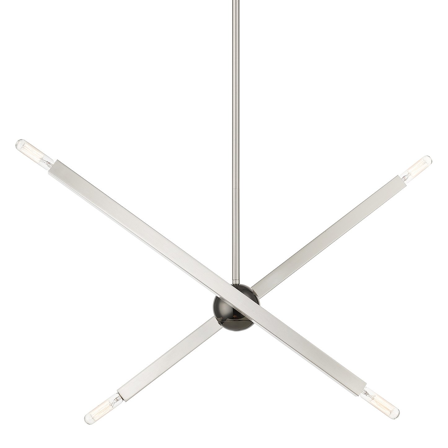 Photos - Chandelier / Lamp Livex Lighting 46983 Monaco 4 Light 28" Wide Sputnik Chandelier Brushed Nickel / Black Chrome Indoor Lighting Chandeliers 46
