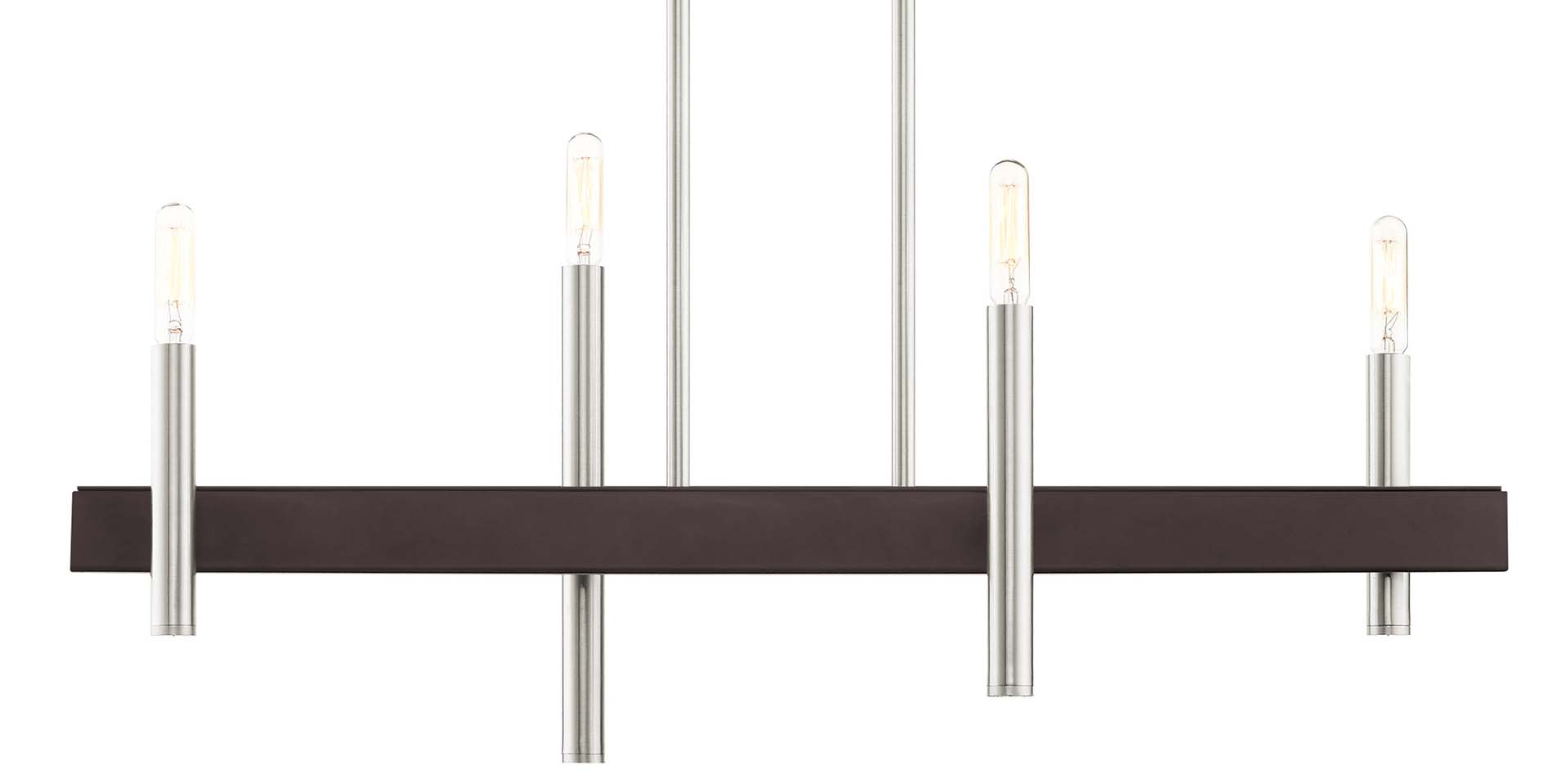 Photos - Chandelier / Lamp Wide Livex Lighting 49334 Denmark 4 Light 28"  Abstract Linear Chandelier Brushed Nickel with Bronze Accents Indoor Lighting 