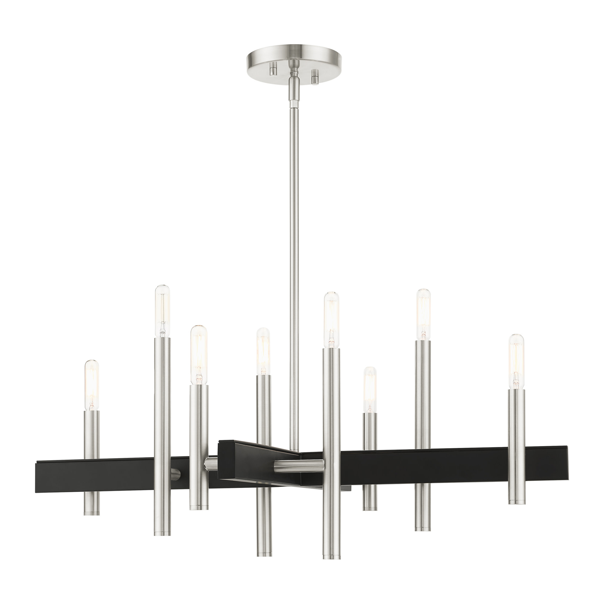 Photos - Chandelier / Lamp Livex Lighting 49348 Denmark 8 Light 28" Wide Chandelier Brushed Nickel Indoor Lighting Chandeliers 49348-91