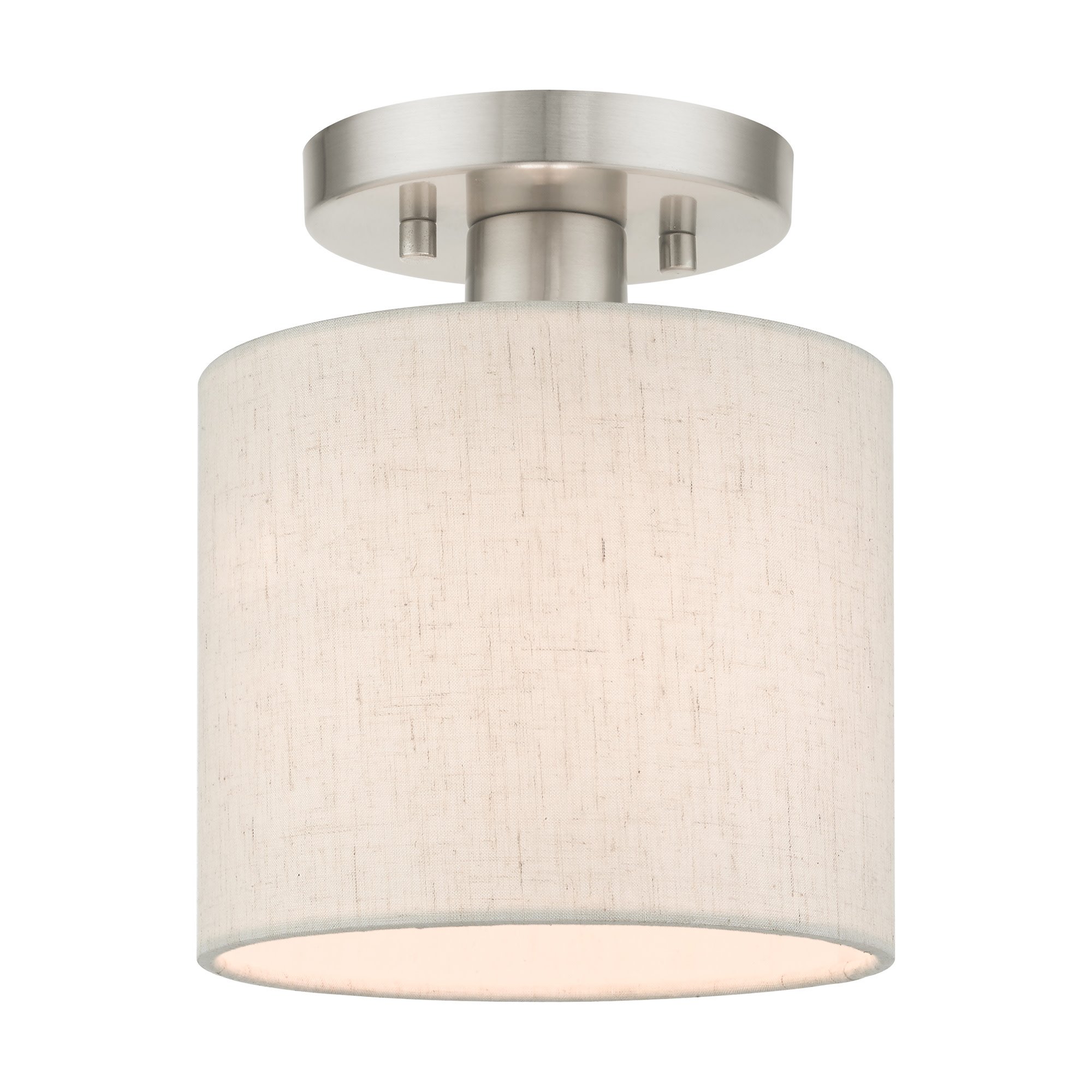 Photos - Chandelier / Lamp Blossom Livex Lighting 49807 7" Wide Flush Mount Drum Ceiling Fixture Brushed Nickel Indoor Lighting Ceiling Fixtures Flush