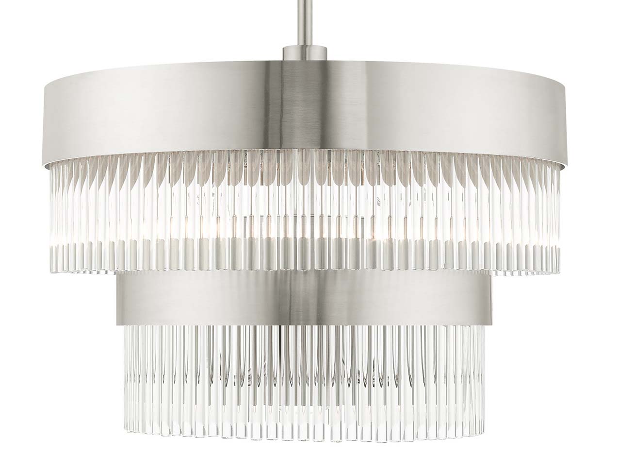 Photos - Chandelier / Lamp Livex Lighting 49824 Norwich 5 Light 20" Wide Crystal Drum Chandelier Brushed Nickel Indoor Lighting Chandeliers 49824-91