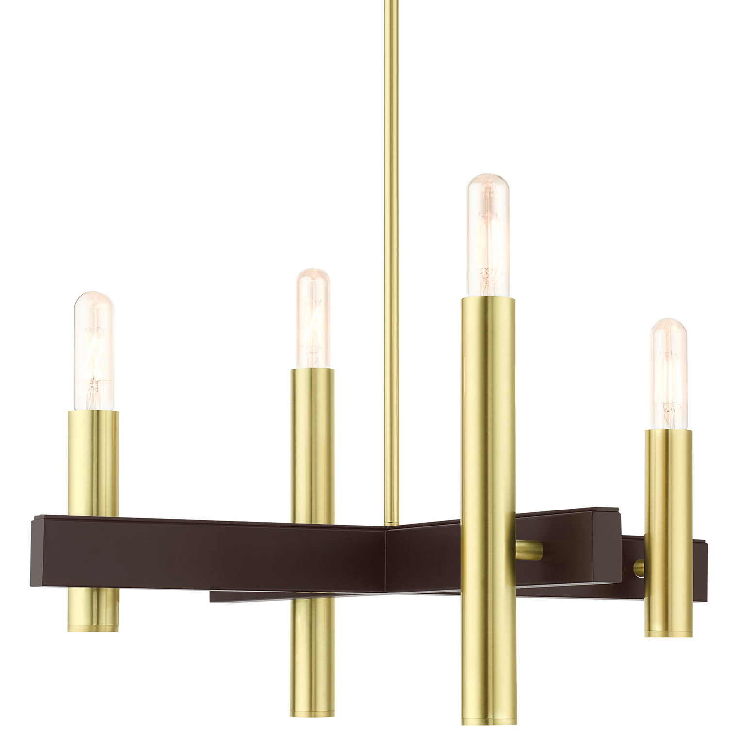 Photos - Chandelier / Lamp Livex Lighting 49994 Helsinki 4 Light 24" Wide Chandelier Satin Brass Indoor Lighting Chandeliers 49994-12