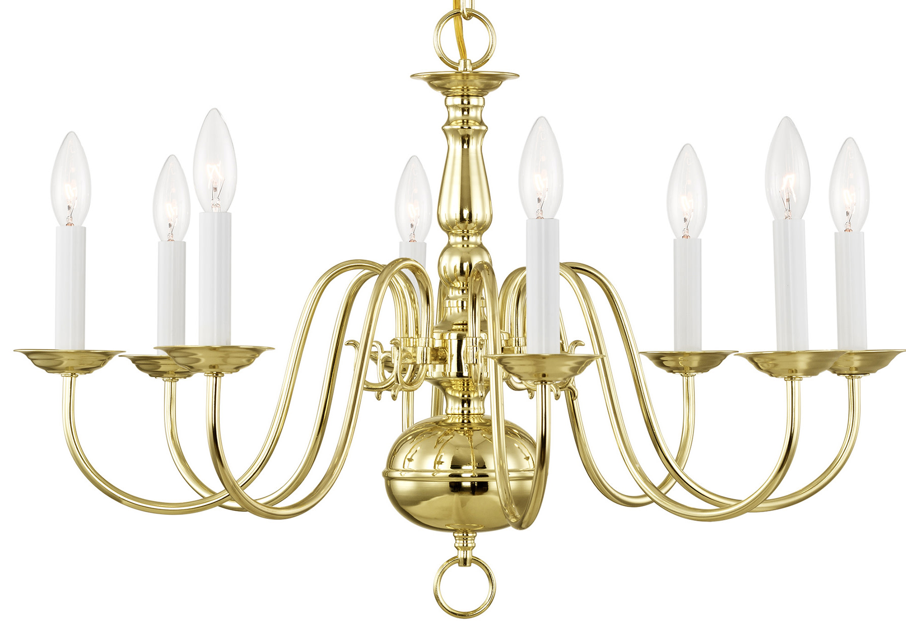 Photos - Chandelier / Lamp Wide Livex Lighting 5008 Williamsburgh 8 Light 26"  Taper Candle Chandelier Polished Brass Indoor Lighting Chandeliers 5008-0 