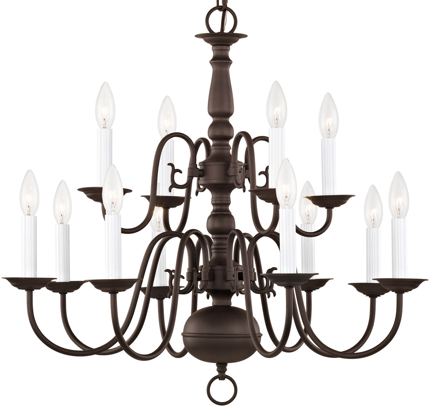 Photos - Chandelier / Lamp Wide Livex Lighting 5012 Williamsburg 12 Light 26"  Candle Style Chandelier Bronze Indoor Lighting Chandeliers NULL 5012-07 