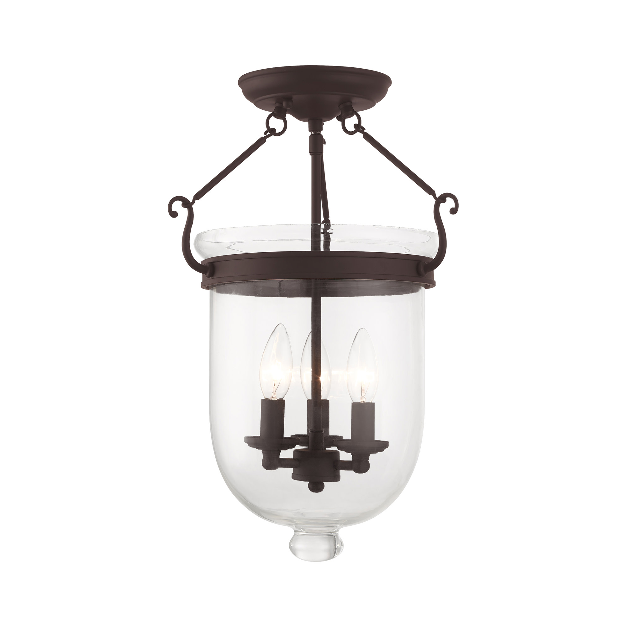 Photos - Chandelier / Lamp Livex Lighting 5062 Jefferson 3 Light Semi-Flush Ceiling Fixture Bronze Indoor Lighting Ceiling Fixtures Semi-Flush 5062-07