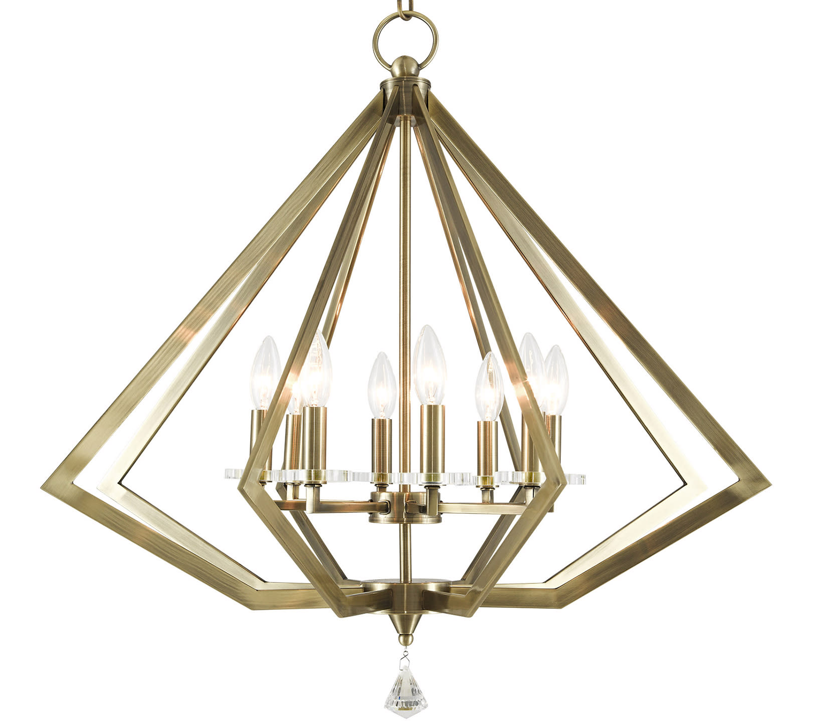 Photos - Chandelier / Lamp Livex Lighting 50668 Diamond 8 Light 28" Wide Chandelier Antique Brass Indoor Lighting Chandeliers 50668-01